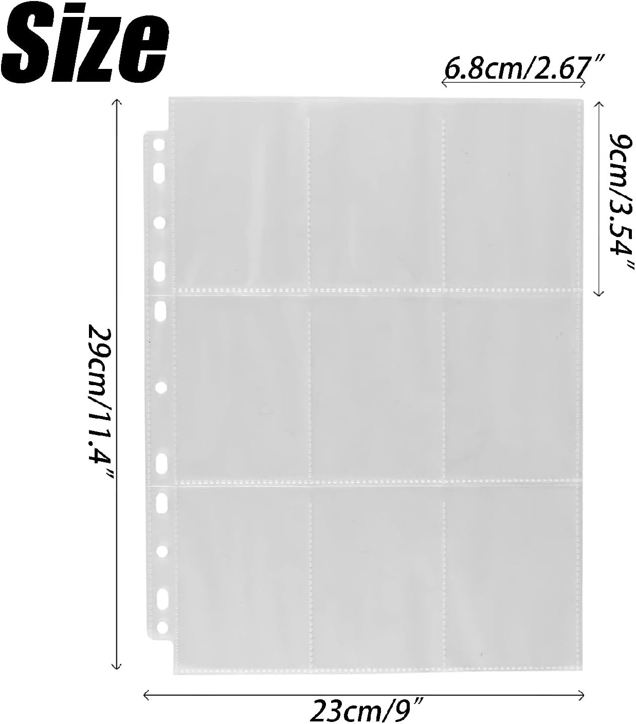50 Pack 9 Pocket Trading Card Sleeves Pages &ndash; Premium Protector Sheets for Sport Cards & Kpop Photocards | Fits 3-Ring Binder | Game Cards, Coupons Holder (Durable & Clear) image number 1