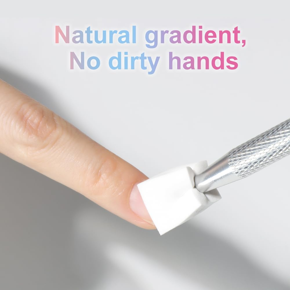 Beautilux 80Pcs Gradient White Gradient Sponge Sponge with Sponge Holder for Nail Art Gradient Manicure image number 4