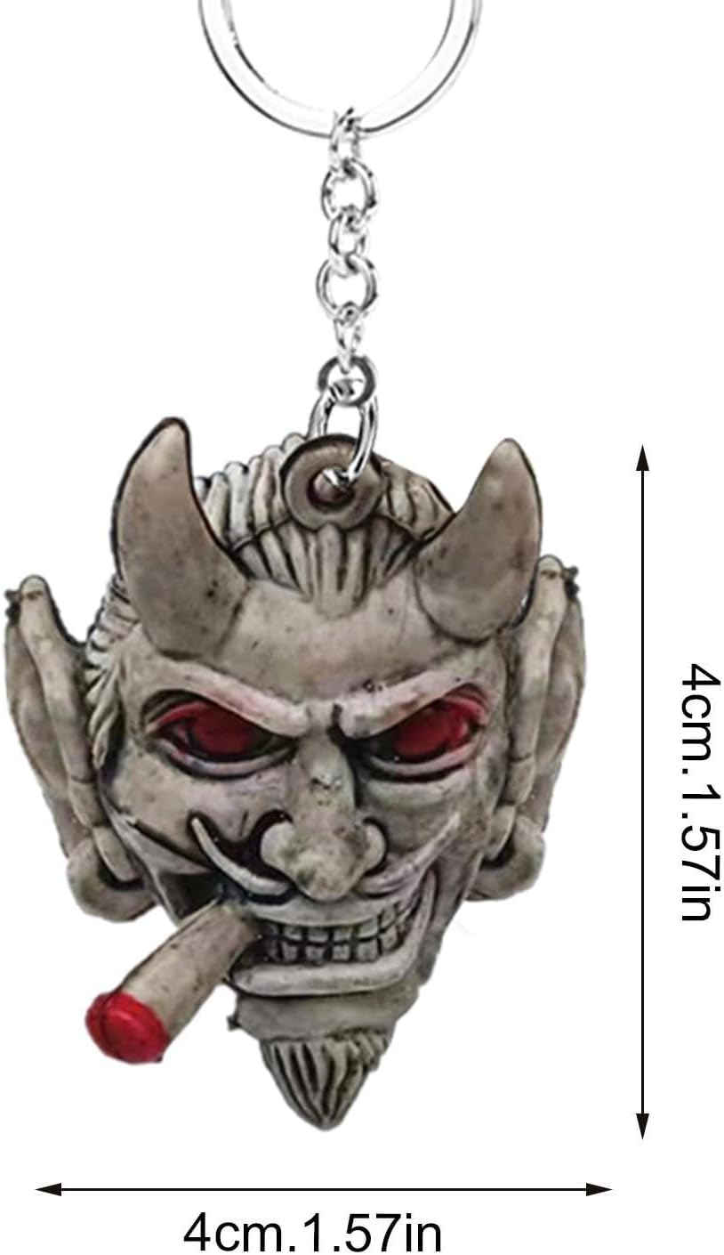 Skull Keychain for Men,Antique Silver Color Skull Keychain for Women - 3D Resin Skull Bag Charm Fashion Ring Car Ornaments