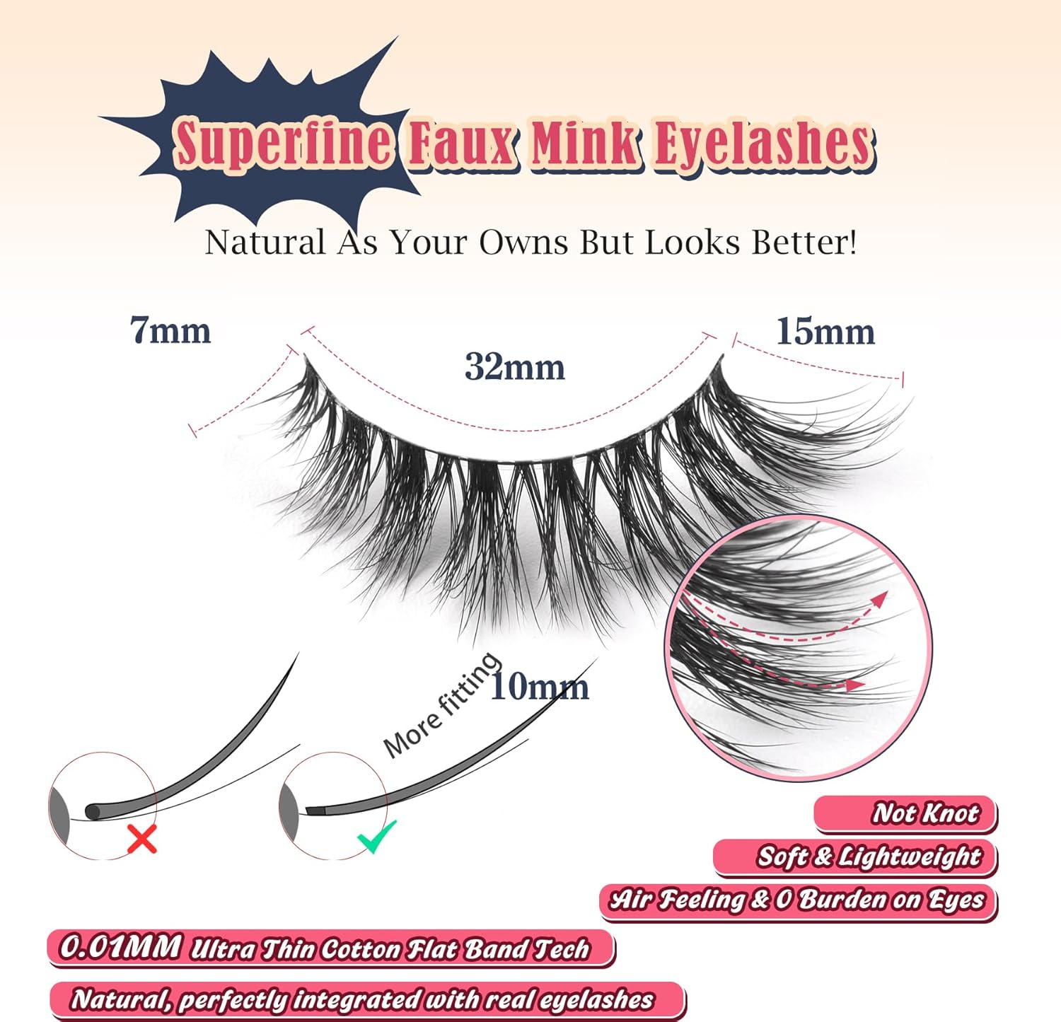 Eyelashes, Cat Eye Lashes, 15 Mm Artificial Eyelashes, Fake Lashes, Natural Eyelashes, Thin Band, False Eyelashes, 3D Volume Eyelash Extensions, C Curl, Wispy Lash Pack, 7 Pairs Siligli image number 4