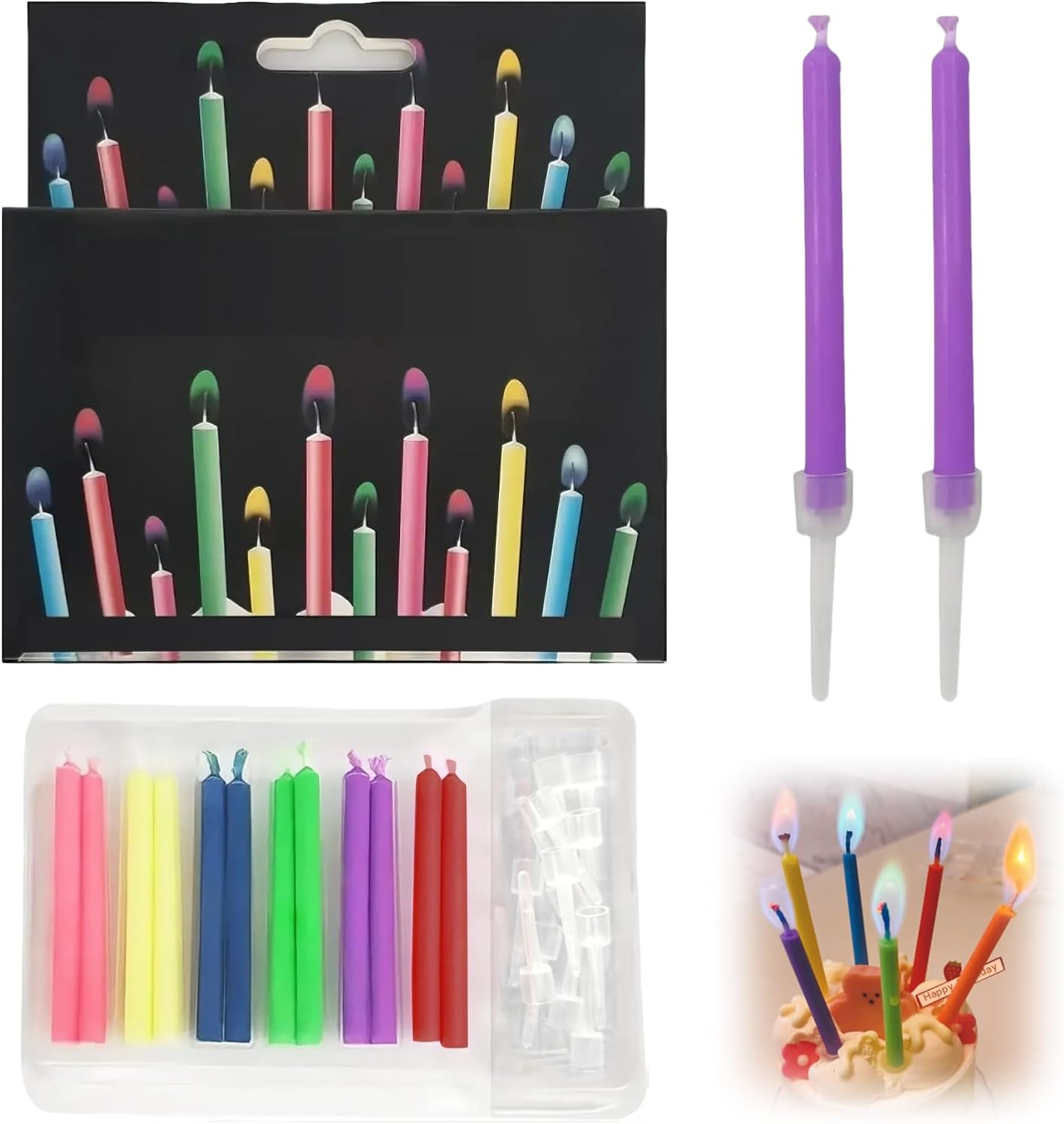 Magic Candle Sticks, Set of 12 Color-Changing Birthday Cake Candles for Parties, Graduations, and Anniversaries (6 Vibrant Colors), Long-Lasting Glow for Memorable Celebrations image number 5