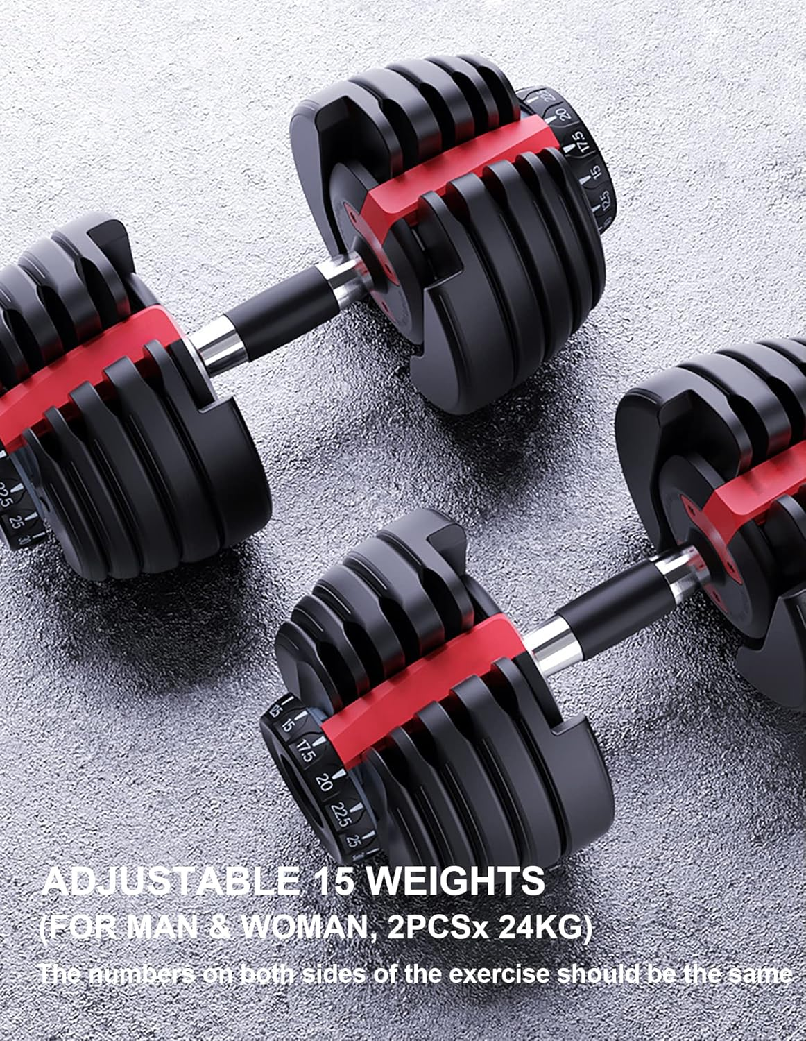 Dumbbell Sets 24Kg 40Kg 48Kg Adjustable Weights Exercise & Fitness Dumbbells Set for Home Gym Equipment Workouts Strength Training Free Weights for Women, Men image number 4