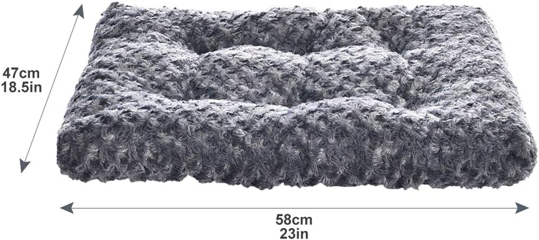 Amazon Basics Plush Pet Bed and Dog Crate Pad, X-Small, 58 X 20 X 6 Cm, Gray Swirl image number 2