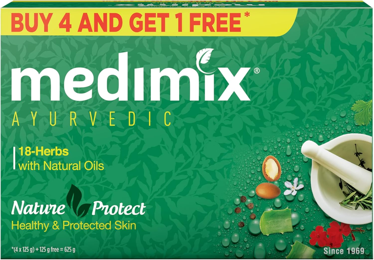 Medimix Ayurvedic Classic 18 Herbs Soap, 125G (Pack of 5) image number 2