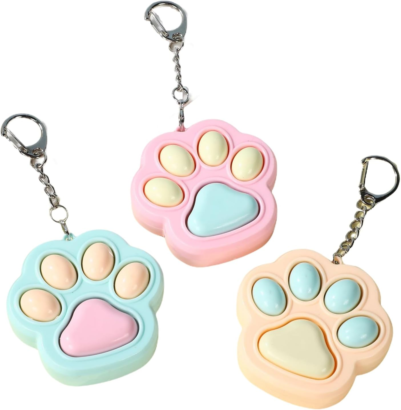3 Pcs Cat Paw Fidget Keychain, Cute Mini Clicker Toys Clored Anxiety and Stress Relief Sensory Toy for Adults image number 6