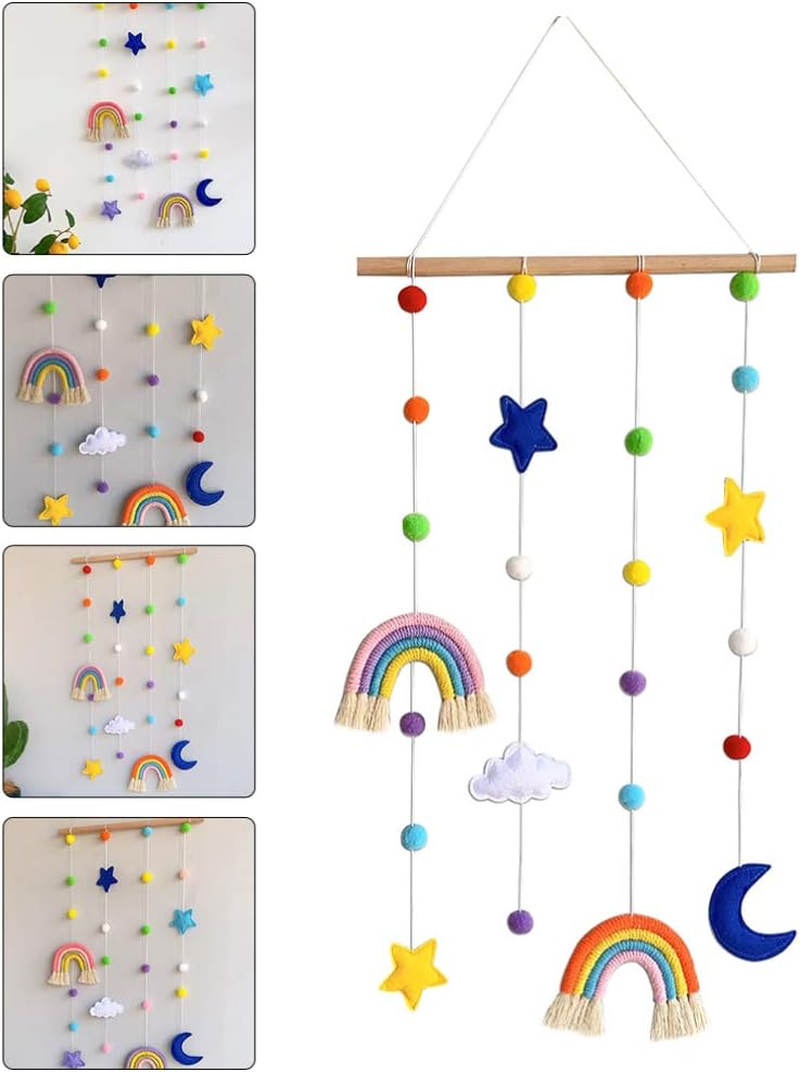 KESYOO Hanging Photo Display Wall Hanging Decorations Baby Nursery Ceiling Mobile Cloud Star Moon Hanging Ornament Baby Shower Kids Room Hanging Decorations image number 1