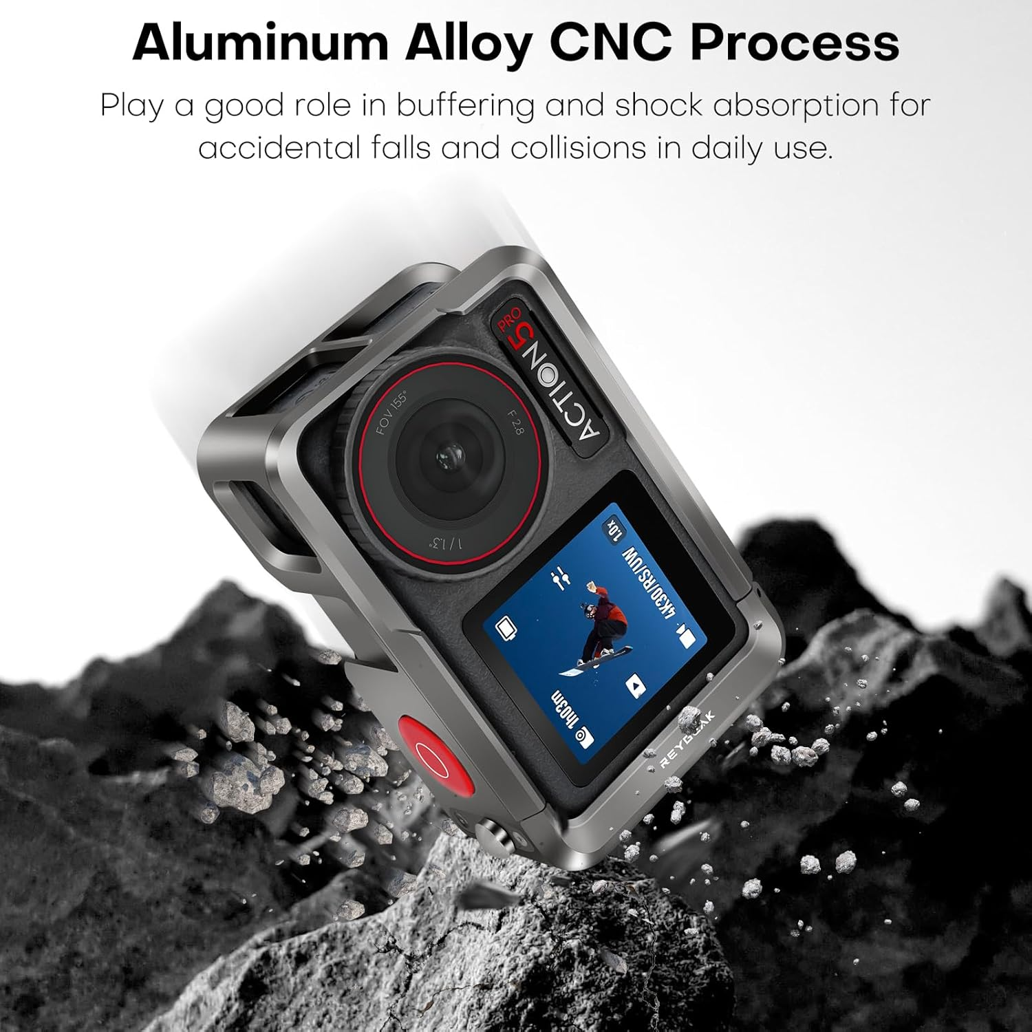 REYGEAK Ultralight Metal Cage for DJI Action 5 Pro/4/3 Aluminum Protective Housing Frame with 1/4 Screw, Cold Shoe, Quick Release Adapter Mount with Dual-Claws for DJI Osmo Action Accessories image number 6