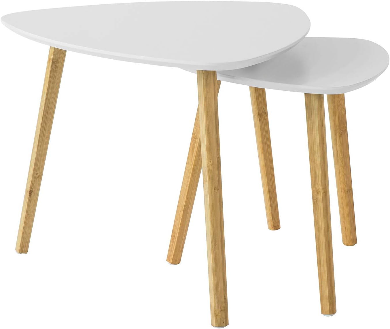 Sobuy Set of 2 Side Tables,Nesting Tables,White Small Coffee Table,Living Room Tables FBT74-W image number 6