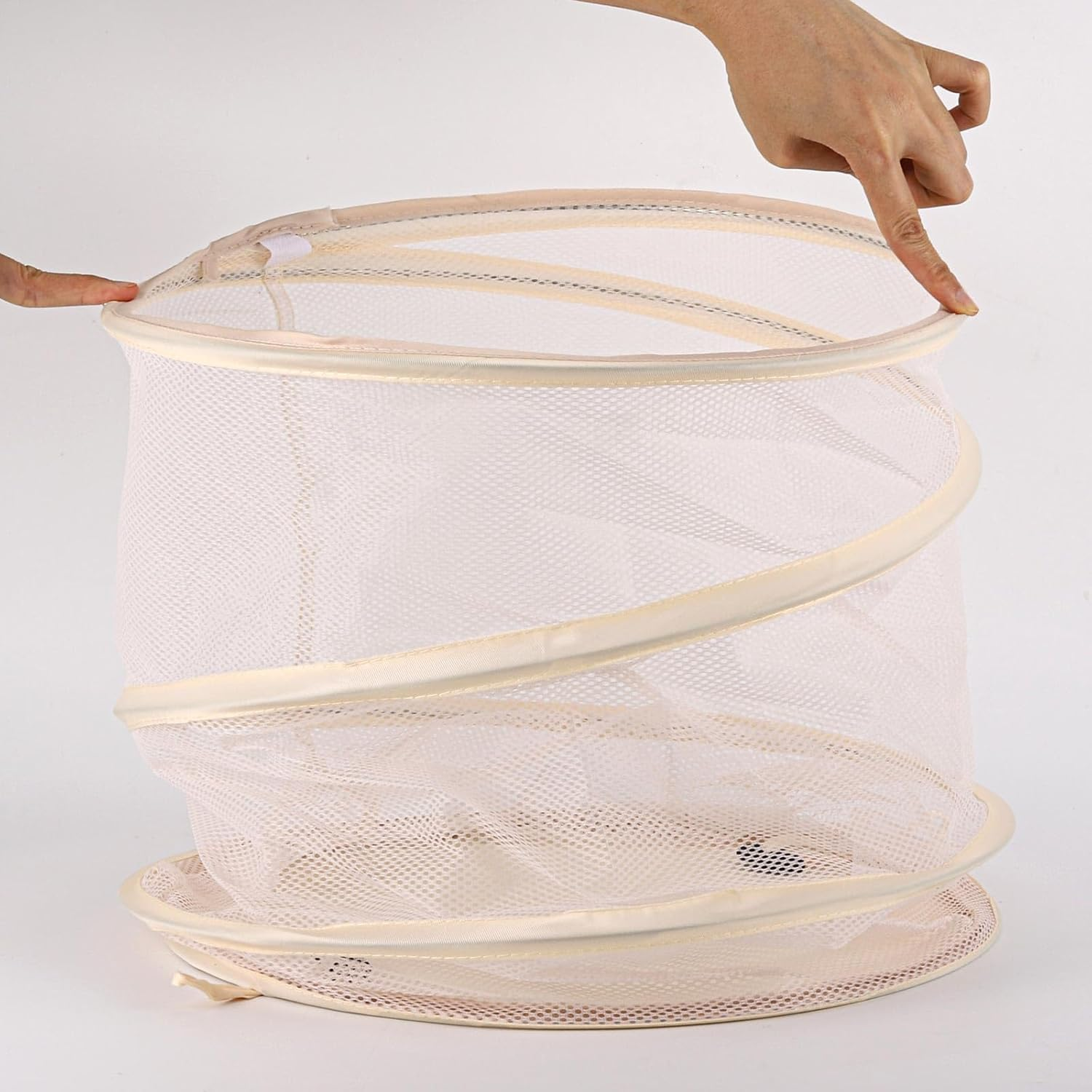 BTYMS Kids Pop-Up Laundry Basket with Lid - Collapsible Laundry Hamper, Breathable Mesh Storage for Baby Clothes & Girls Toys, Space-Saving Nursery Organizer (36&times;36&times;38Cm) image number 3