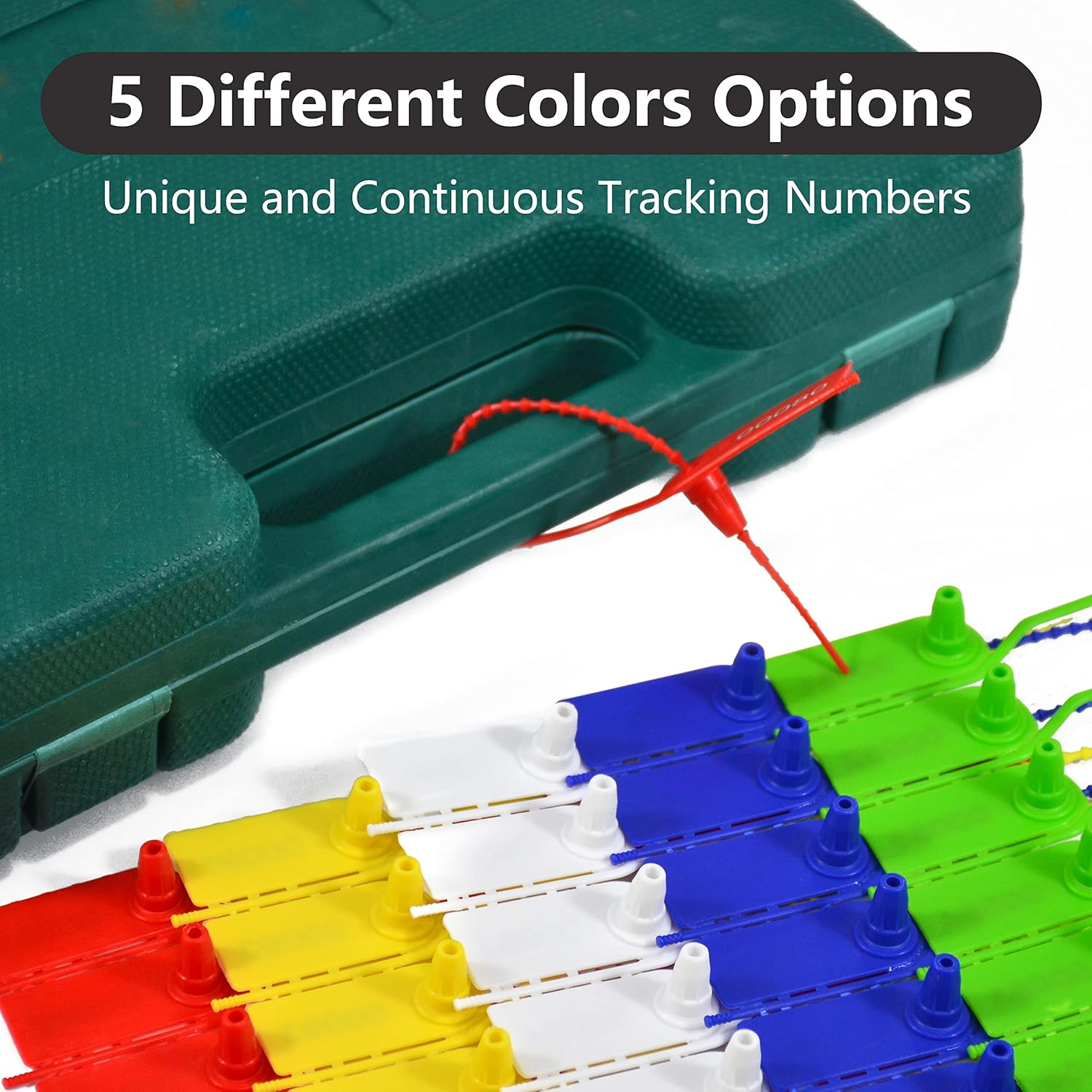 1000 Plastic Security Seals Secure Anti-Tamper Fire Extinguisher Tags Numbered Zip Ties Inspection Tags Breakable Label Tags Pull Tite Safey Tags for First Aid Kits, Clothes,Bags (Red) image number 4