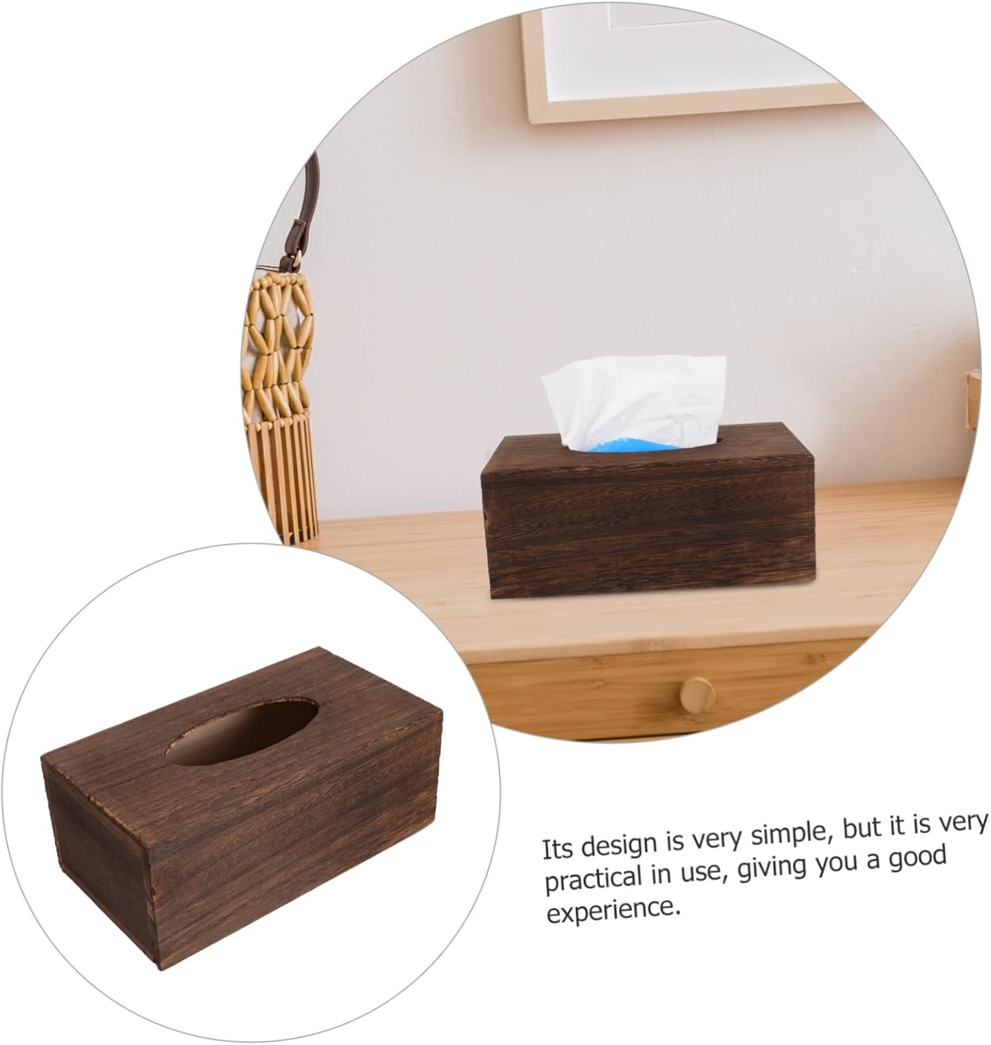 Alipis Elegant Fir Wood Tissue Box Napkin Storage Creative Decor for Living Room Tissue Box Holder image number 6