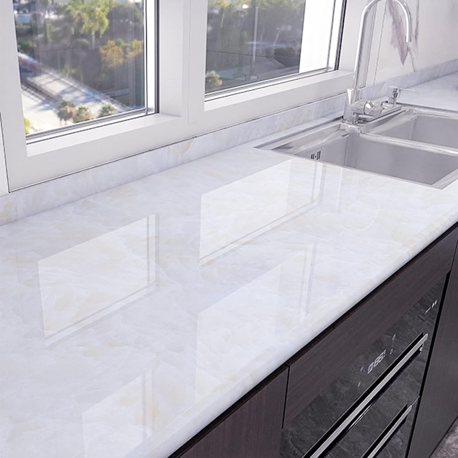 4Pcs Kitchen Oil Proof Wall Stickers Kitchen Backsplash Protection, Clear Contact Paper 16.5&times;39.4In, Self Adhesive Waterproof Sticker for Dining Room image number 6