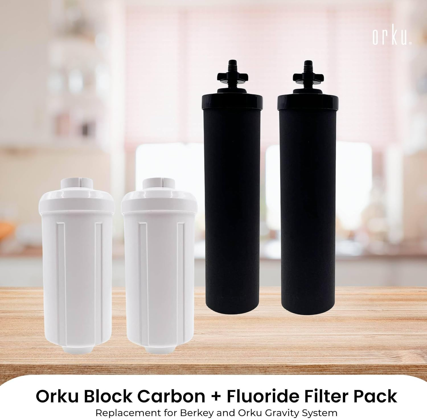 Orku Block Carbon + Fluoride Filter Pack - Replacement for Berkey Gravity System