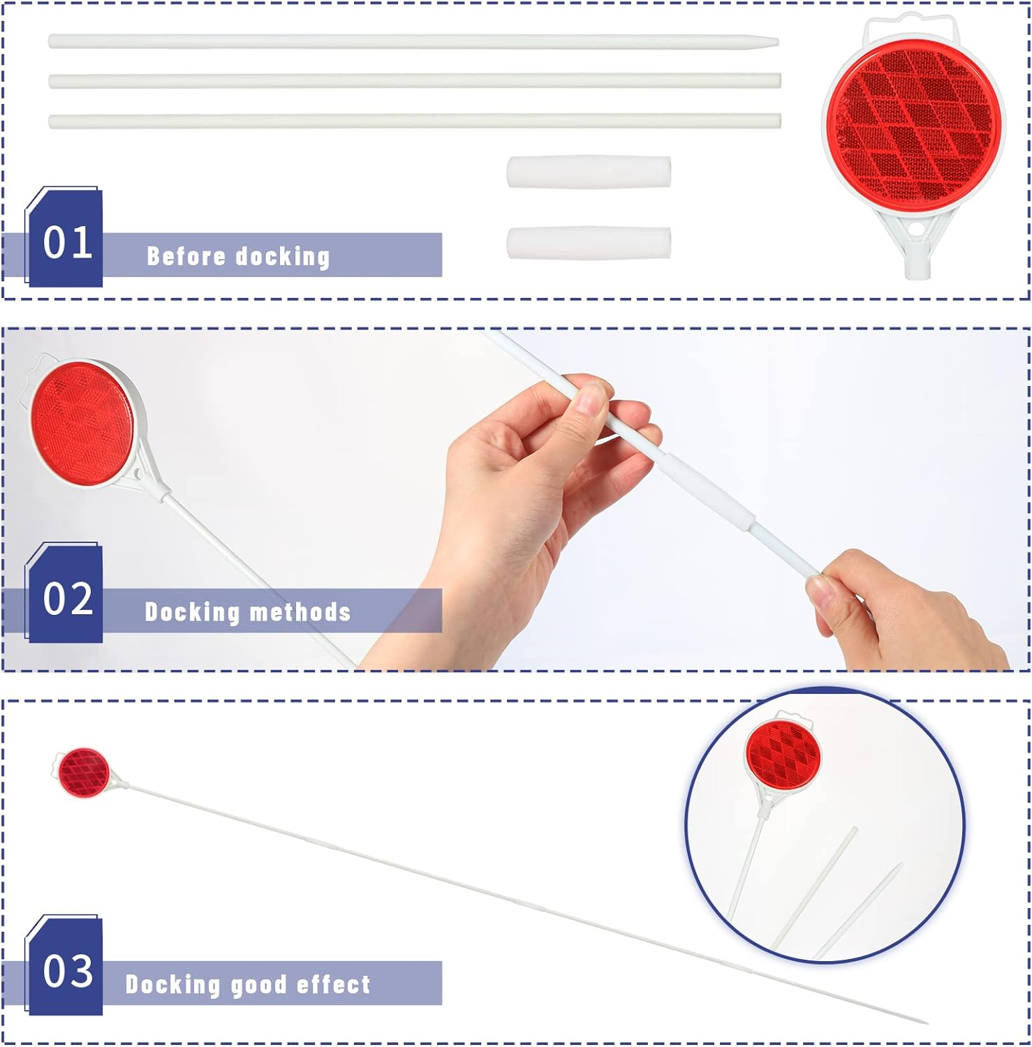 Dxsigns Reflective Driveway Marker 47 Inch Fiberglass Rod (Pack of 8)