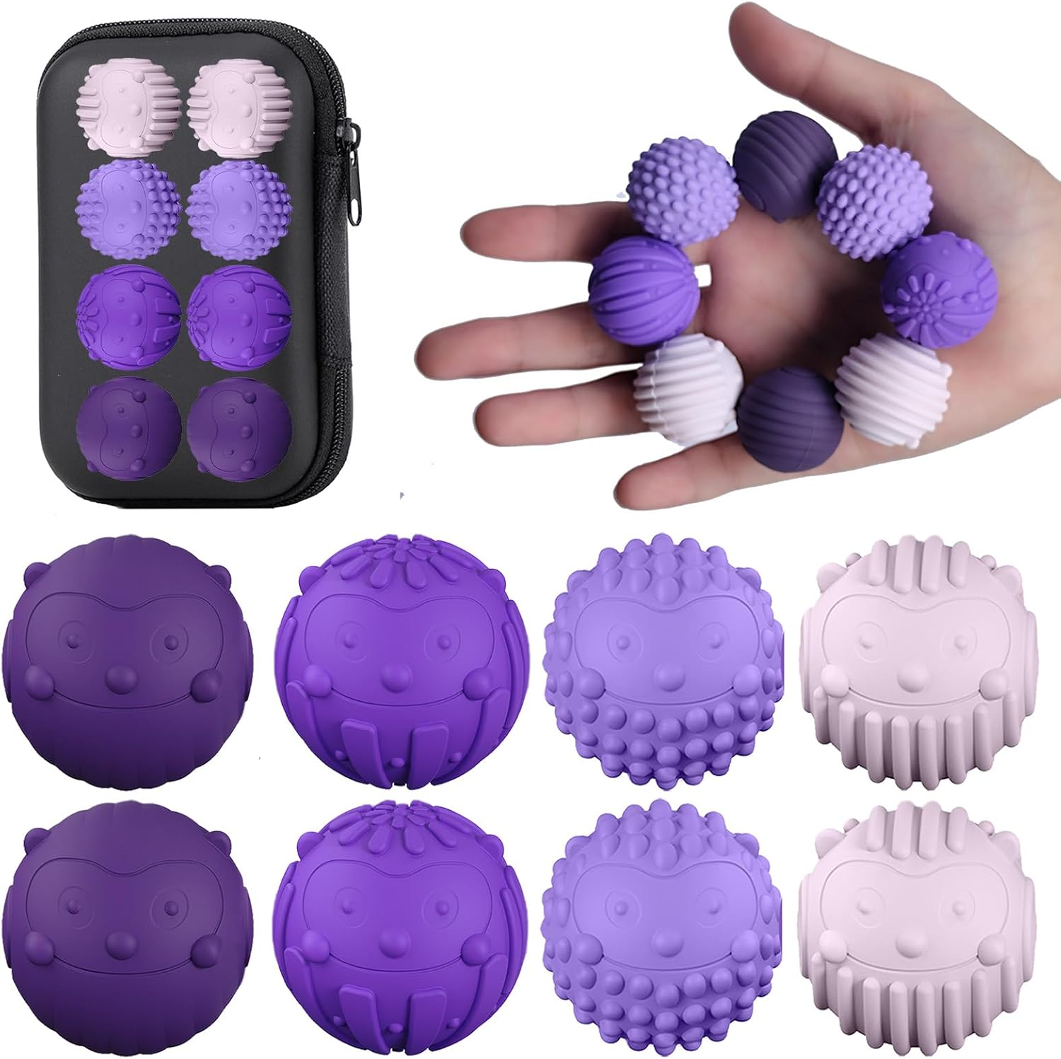 Magnetic Ball Fidget Toys, 8Pcs Silicone Sensory Stress Relief Toys with Autism ADHD Anxiety Quiet Executive Desk Office,Stocking Stuffers for Adults Women Men Gifts (Purple)