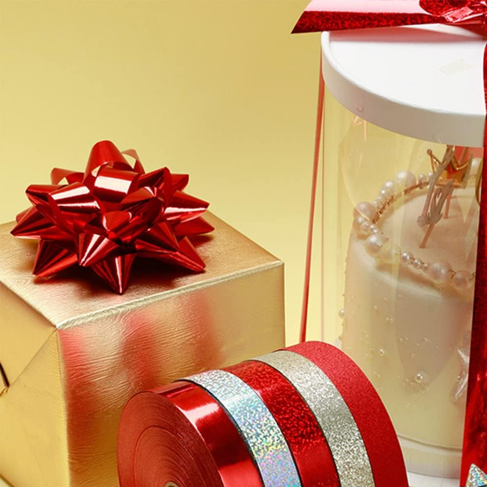 10 Pcs Red Plastic Gift Bows Christmas Decorative Bows Self Adhesive Gift Bows for Presents Christmas Birthday Holiday Party Favors Decorations image number 3