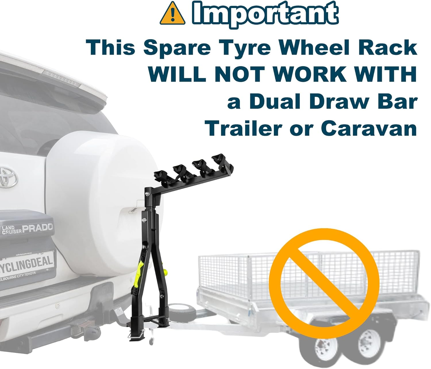 Cyclingdeal Quick Release Bike Carrier a Frame Rack for Spare Tyre Wheel Tow Ball Hitch Bike Car Rack - Carry 4 Bikes Bicycles - Heavy Duty Sturdy Rust Proof image number 5