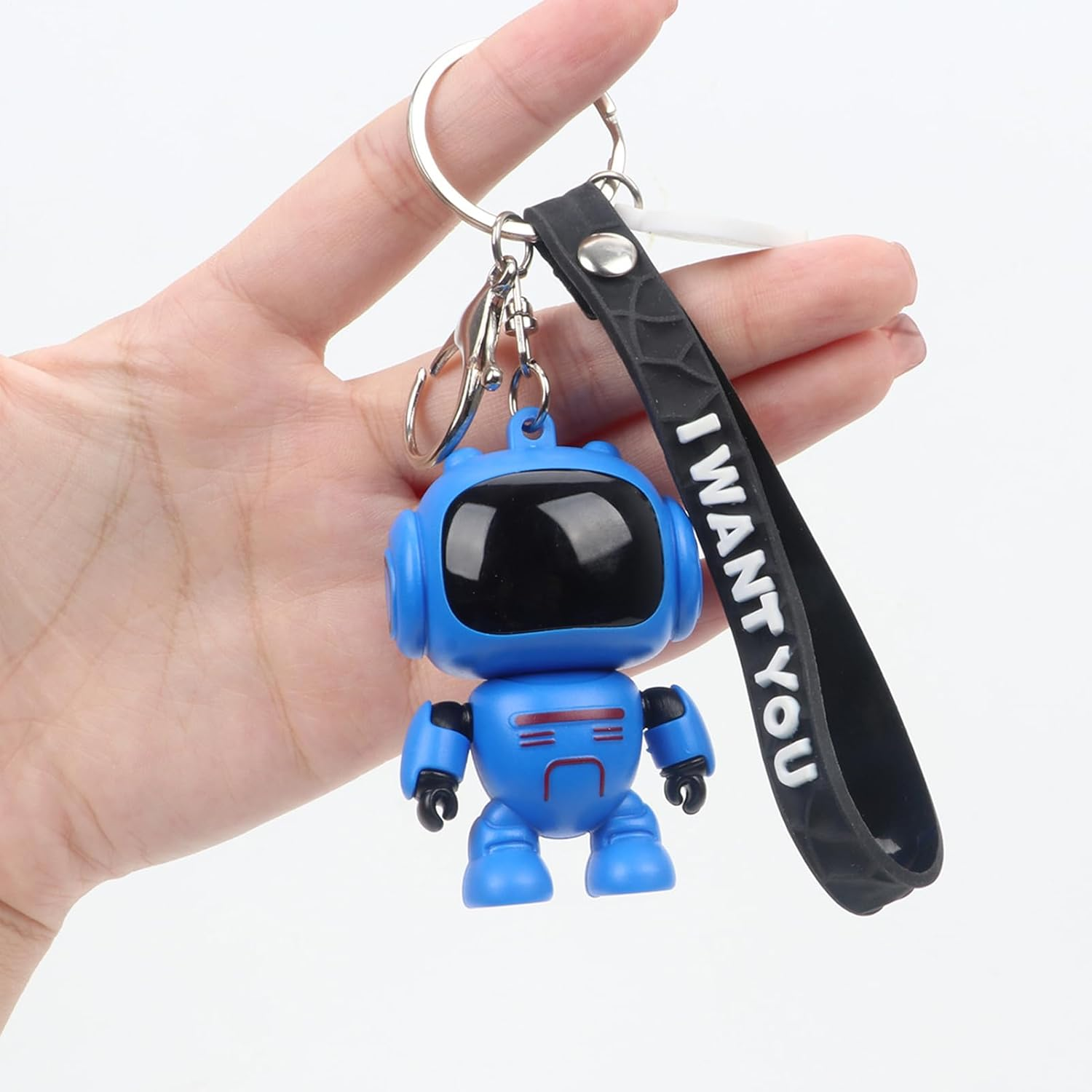 Jiimhte Bag Keychain | Joint Movable Keyring - Glowing Eyes Design Keychain for Car Keys | for Men Bag Wallet Schoolbag Handbag Decoration Home Travel - Red image number 7