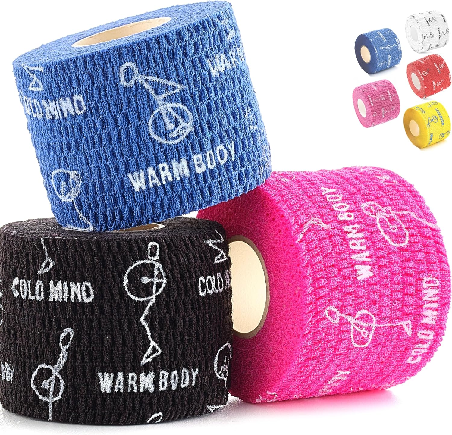 WARM BODY COLD MIND Premium Lifting Thumb Tape for Weightlifting, Powerlifting & Strength Deadlift Training - Hook Grip Tearable Elastic Cotton Sweat Proof and Breathable (Mix V2 3 Rolls) image number 6