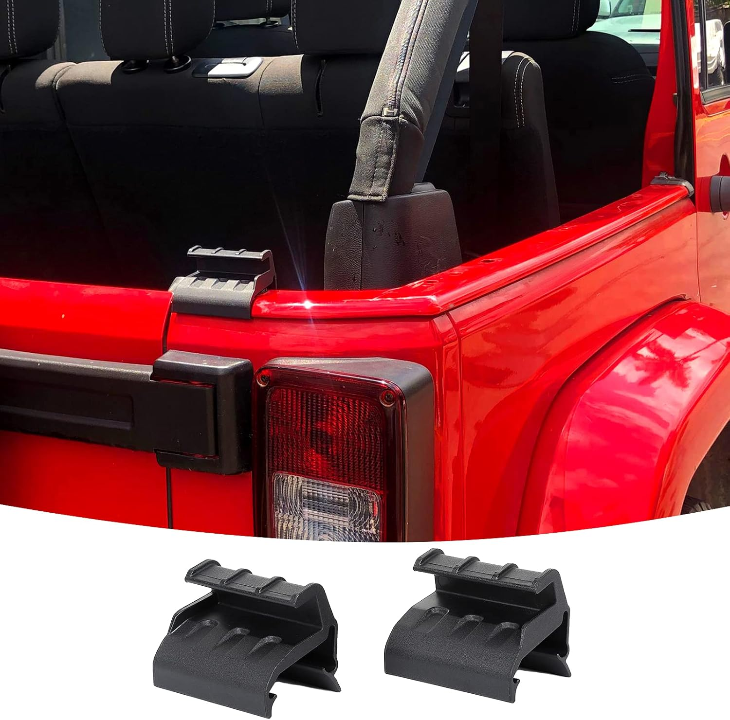 2PCS Soft Top Rear Window Clips Retainer Brackets Tailgate Bar Holders for 2007-2018 Jeep Wrangler JK JKU image number 5