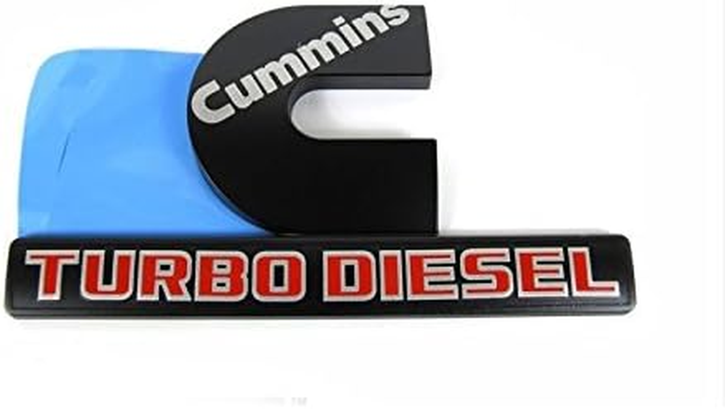 Yoaoo 2X Replacement for Cummins Turbo Emblem Badge 2500 3500 Fender Emblem Matte Big Black Red 6.2" by 3.4" Inches - Black With White image number 5
