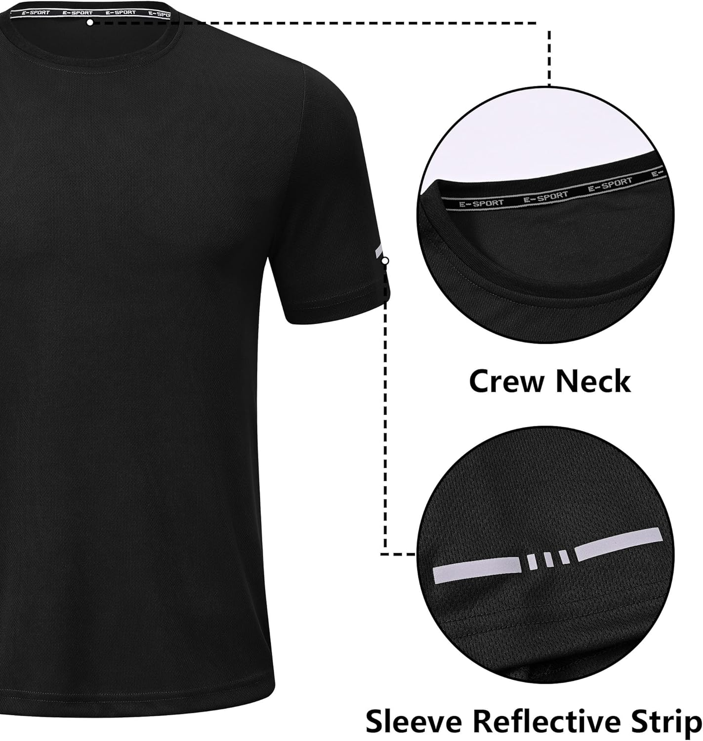 Mens Sport T Shirts Quick Dry Fitness Gym Workout Tshirts for Men 3 Pack Breathable Polyester Tennis Running Tops image number 7