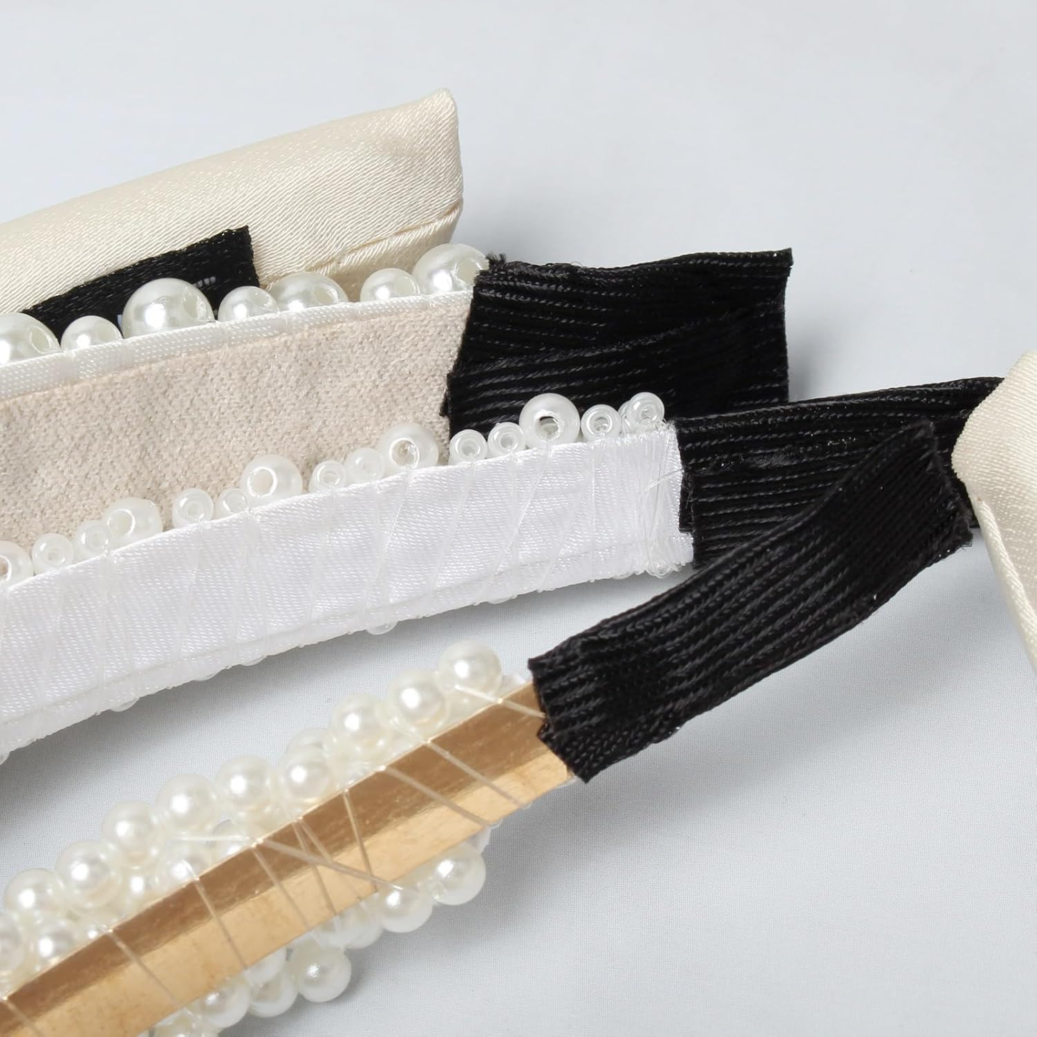 DIELOVEHUA Pack of 5 Pearl Headbands, White Pearl Headbands, Headband Beads Women, Pearl Bridal Hair Bands, Women'S Wide Thick Headband, Ladies Girls Wedding Hairstyles Accessories image number 2