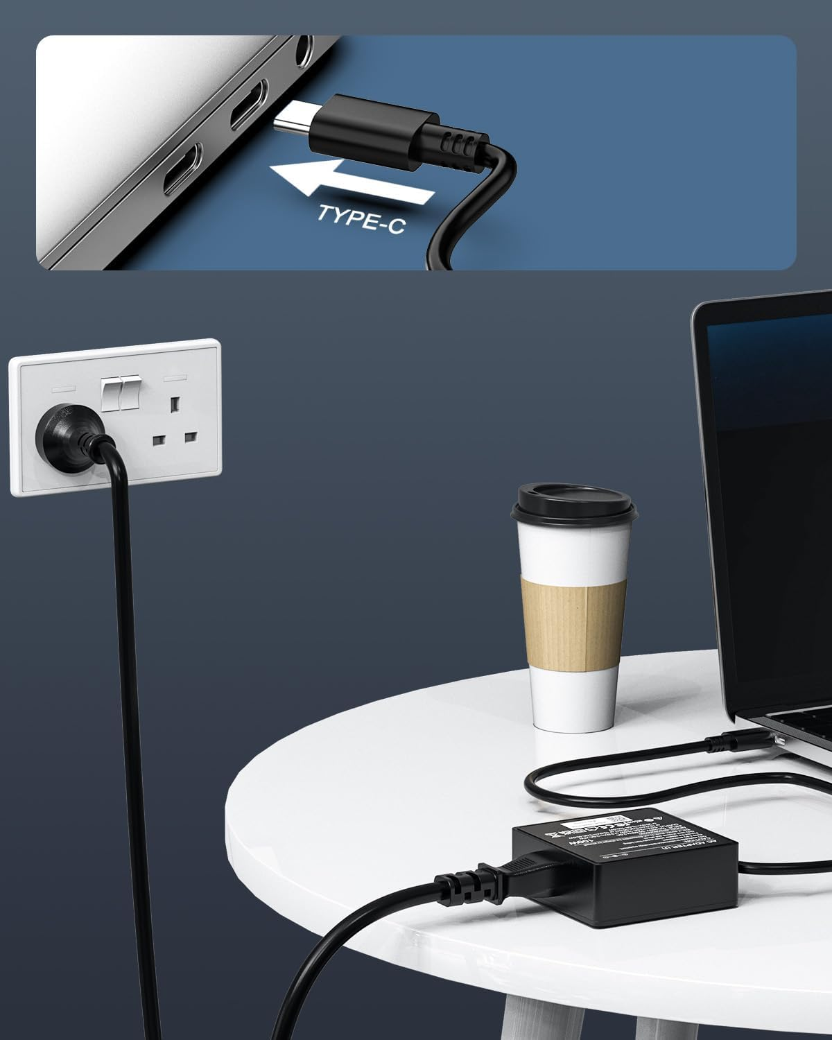 USB C Laptop Charger, 100W USB C Charger Fast Charging for for Mac Book Pro, Air, Lenovo, HP, Dell, Asus ROG, Acer, Samsung and All USB-C Port Devices, Fit for Type-C 100W 96W 90W 87W 65W 45W Laptop image number 6