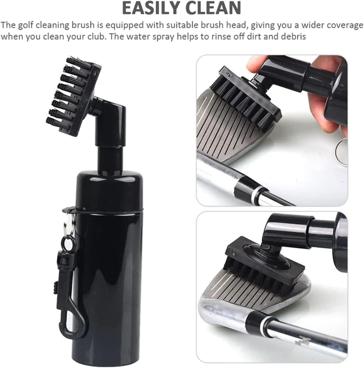 EZONEDEAL Golf Club Brush Cleaner with Water Bottle Caddy - Effortless Cleaning with Groove Tube and Squeeze Bottle - Essential Golf Accessories - Black image number 5