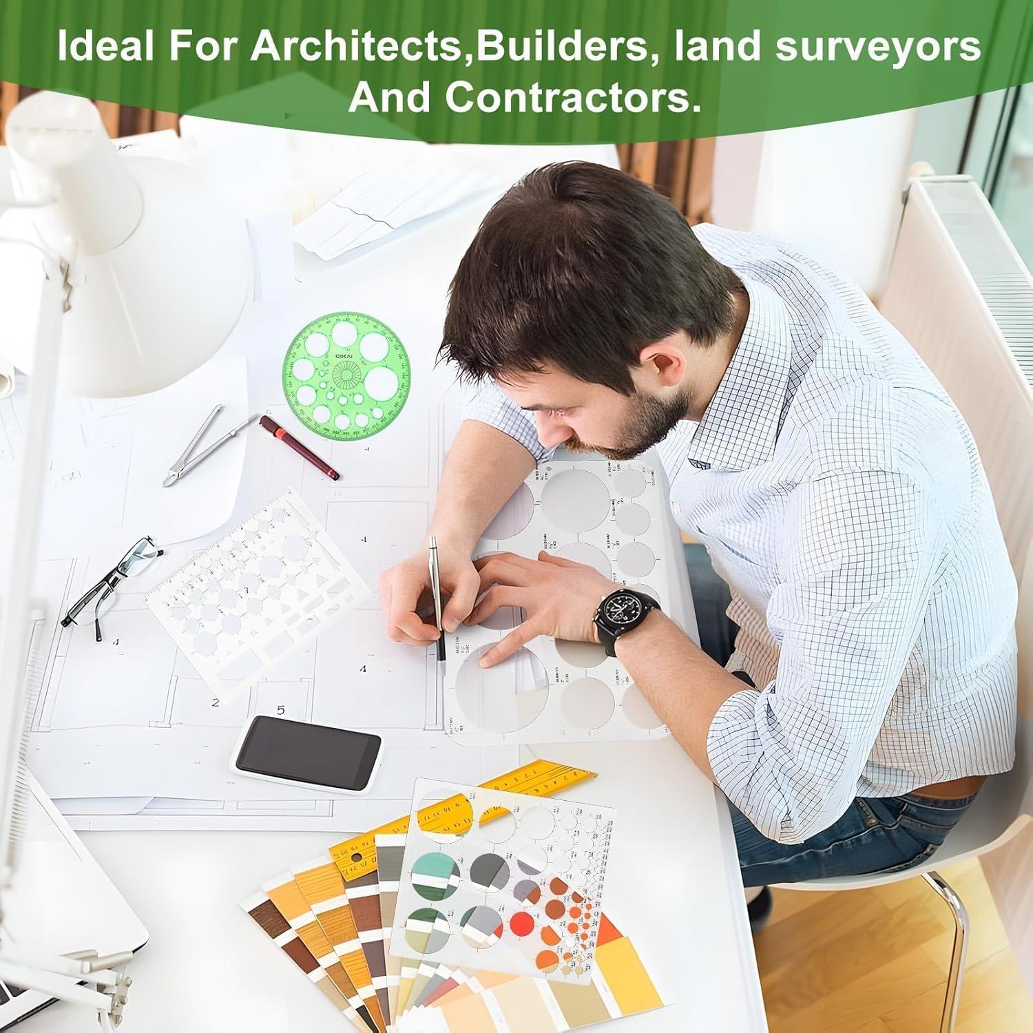 Circle Template & Stencil 4-Pack Set Drafting Templates for Architecture, Engineering, Art Design, Office & School Multi-Size Reusable Drafting Tools image number 2