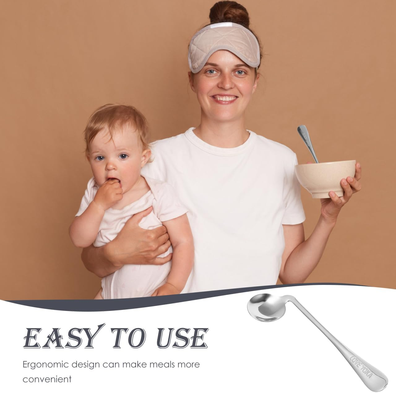 Baluue Angled Stainless Steel Elbow Spoon Fork for Elderly and Disabled Patients Self-Feeding Aid Ergonomic Handle for Bedridden Care and Daily Use image number 2