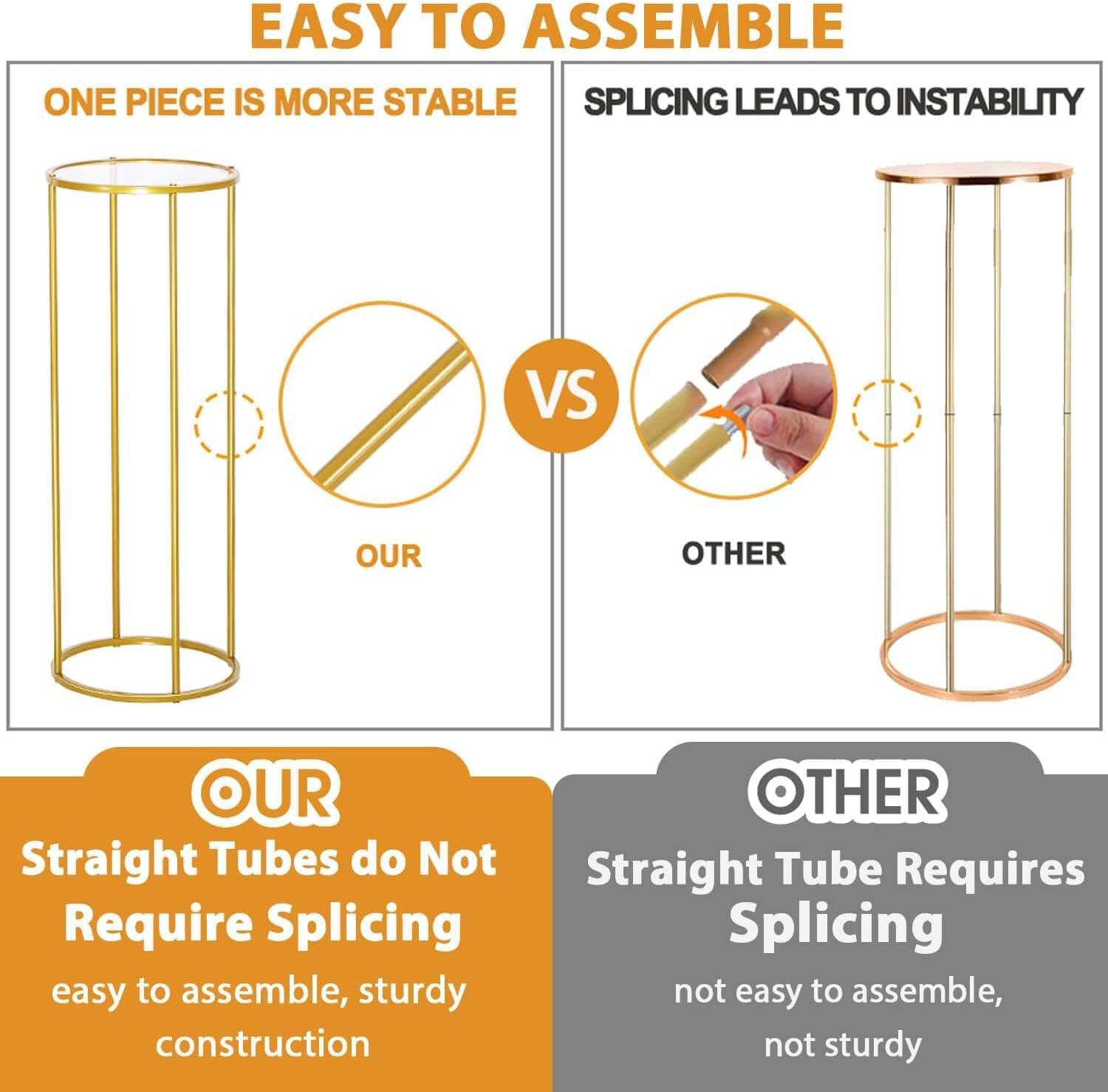 Quintin Cylinder Stands for Party, 3Pcs Gold and Metal Cake Stand, round Cylinder Columns Tables, Cake Table Stand, Cylinder and Square Pedestal for Display Parties Wedding Birthday Decoration (Cylinder02) image number 6