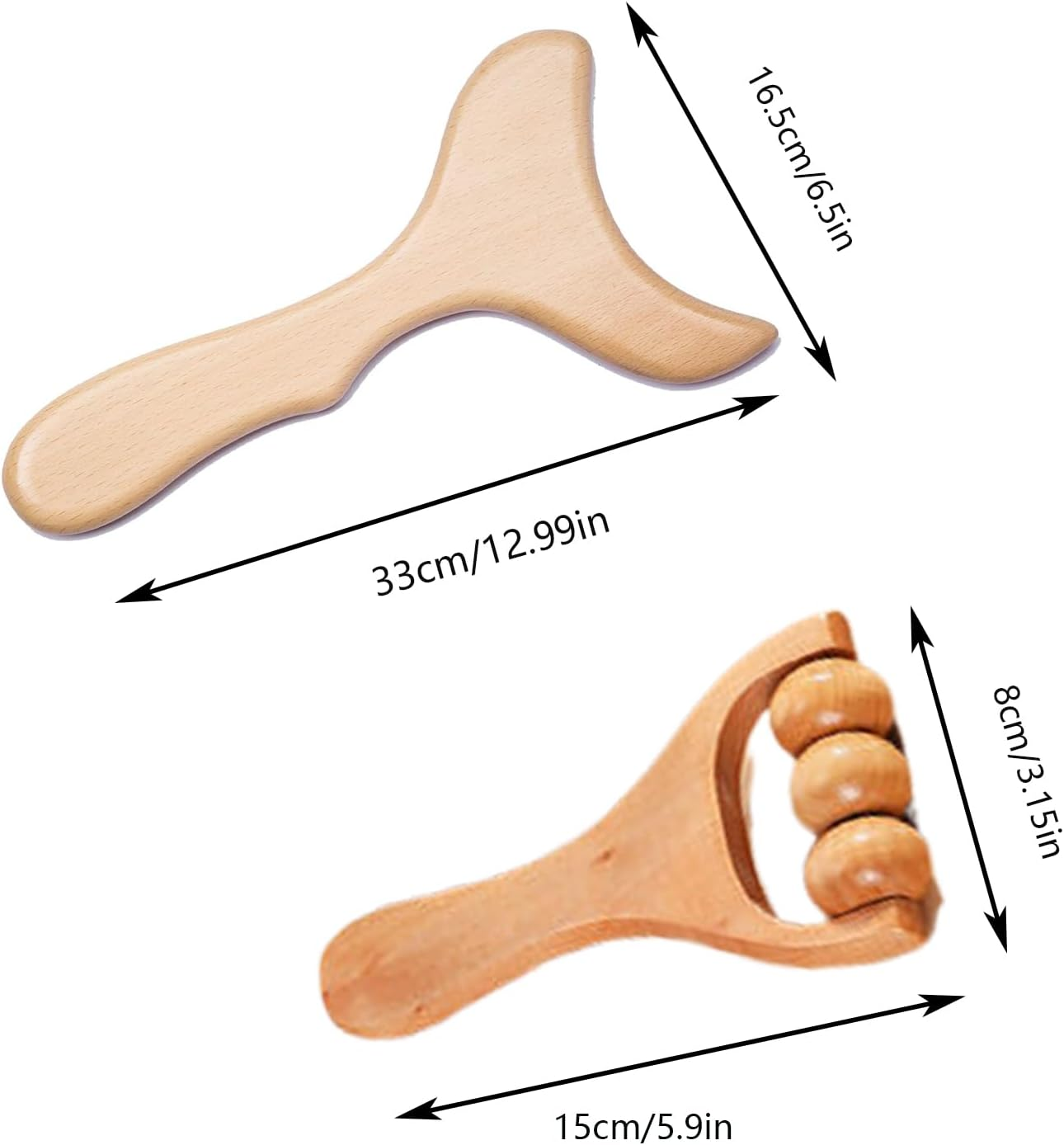 MYTOAU 2 Pcs Wooden Gua Sha Tools Lymphatic Drainage Tool, Wood Therapy Massage Tools for Maderotherapy, Anti-Cellulite & Muscle Release image number 3