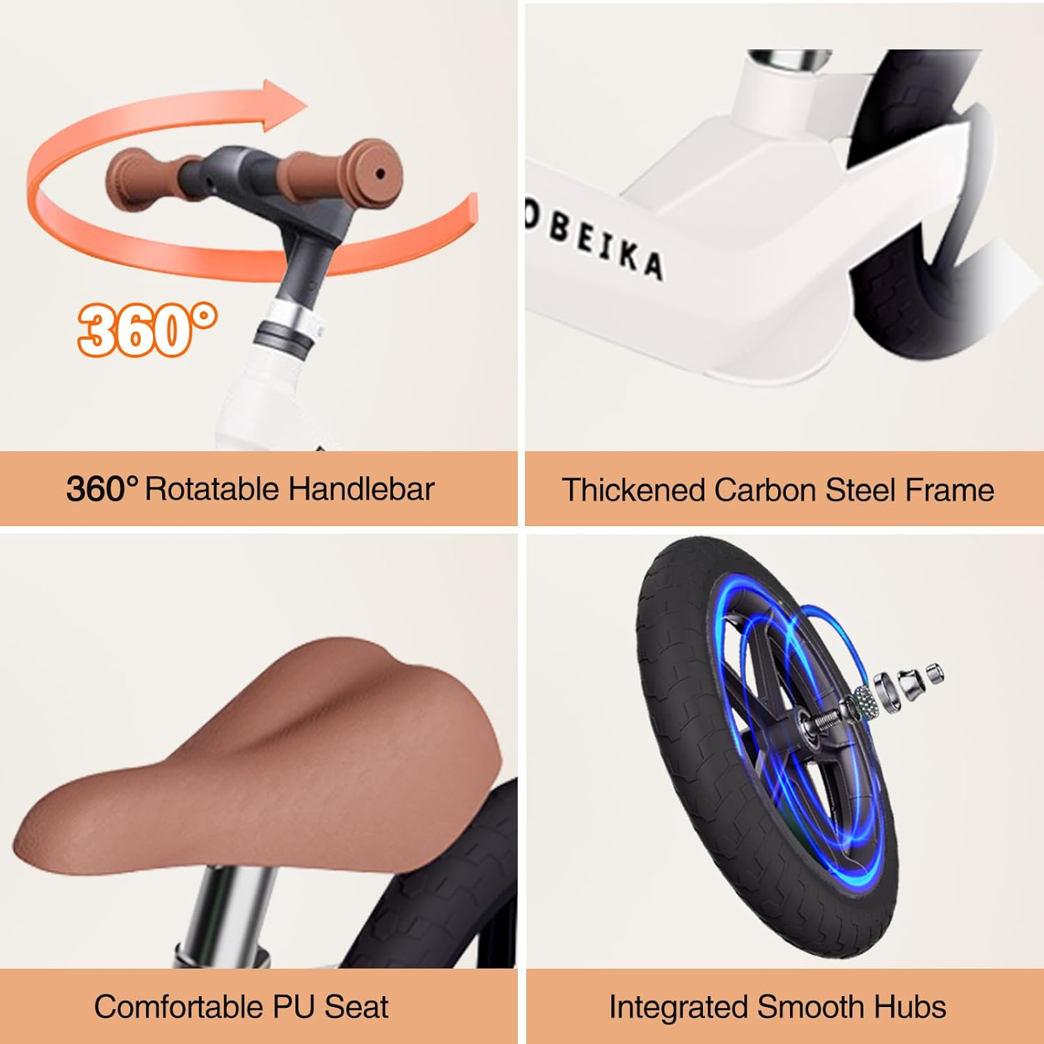 Toddler Balance Bike, 12" No Pedal Balance Bicycle for 2-7 Years Old Kids, Lightweight Sport Training Bike with Adjustable Handlebar and Seat, Steady Balancing, Gift Bike Toys for Boys Girls image number 4