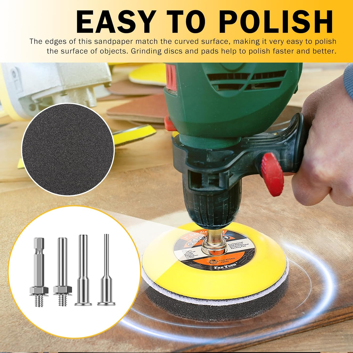 215Pcs Sanding Discs Assortment Kit 3 Inch Quick Change Discs 60-10000 Grit for Drill Grinder Rotary Tools Wet Dry Polishing Attachments for Automotive Headlight Restoration, Wood, Glass (Set of 1)