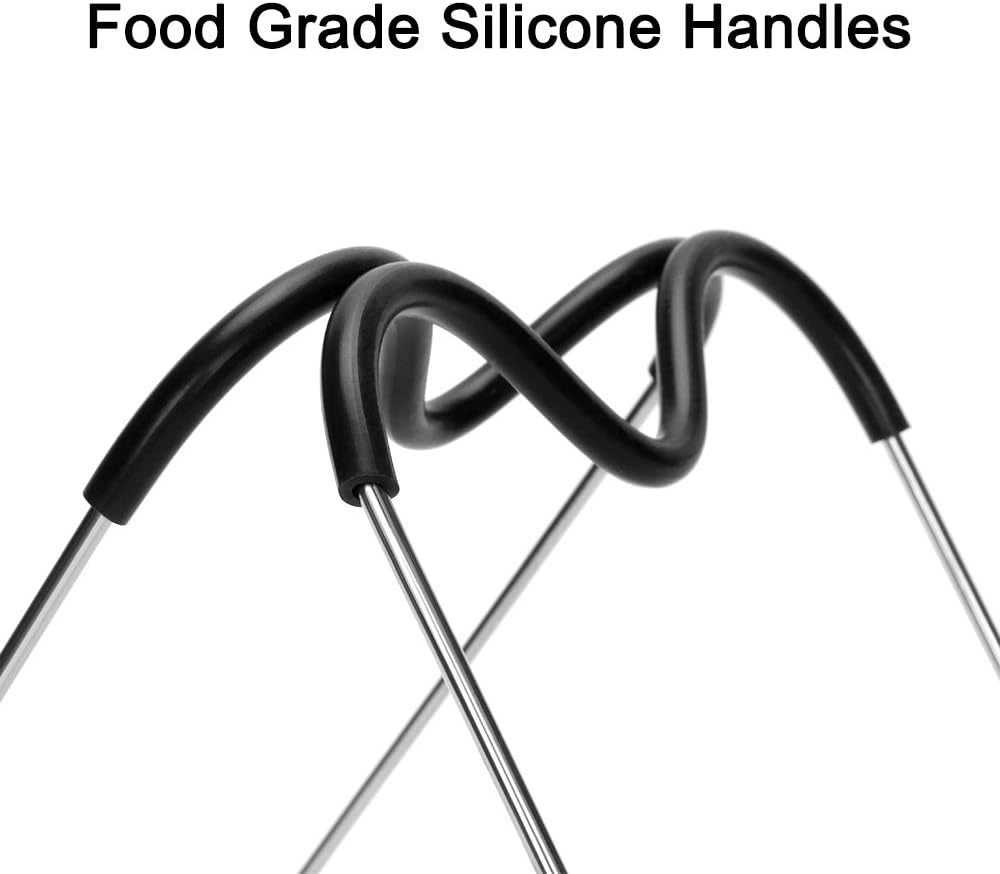 Steamer Rack Trivet with Heat Resistant Silicone Handles Compatible with Instant Pot Accessories 6 Qt 8 Quart, Stainless Steam Rack Pressure Cooker Trivet - Long Handles for Easy Chicken & Pot image number 6