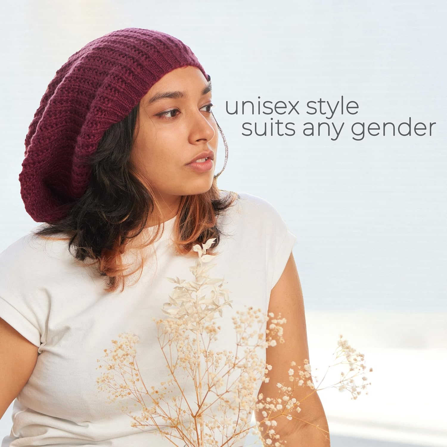 CHARM Oversized Winter Slouchy Knit Beanie - Mens Warm Fall Hat Womens Dreadlock Cap Large Slouch Tam for Big Heads - Blue image number 4