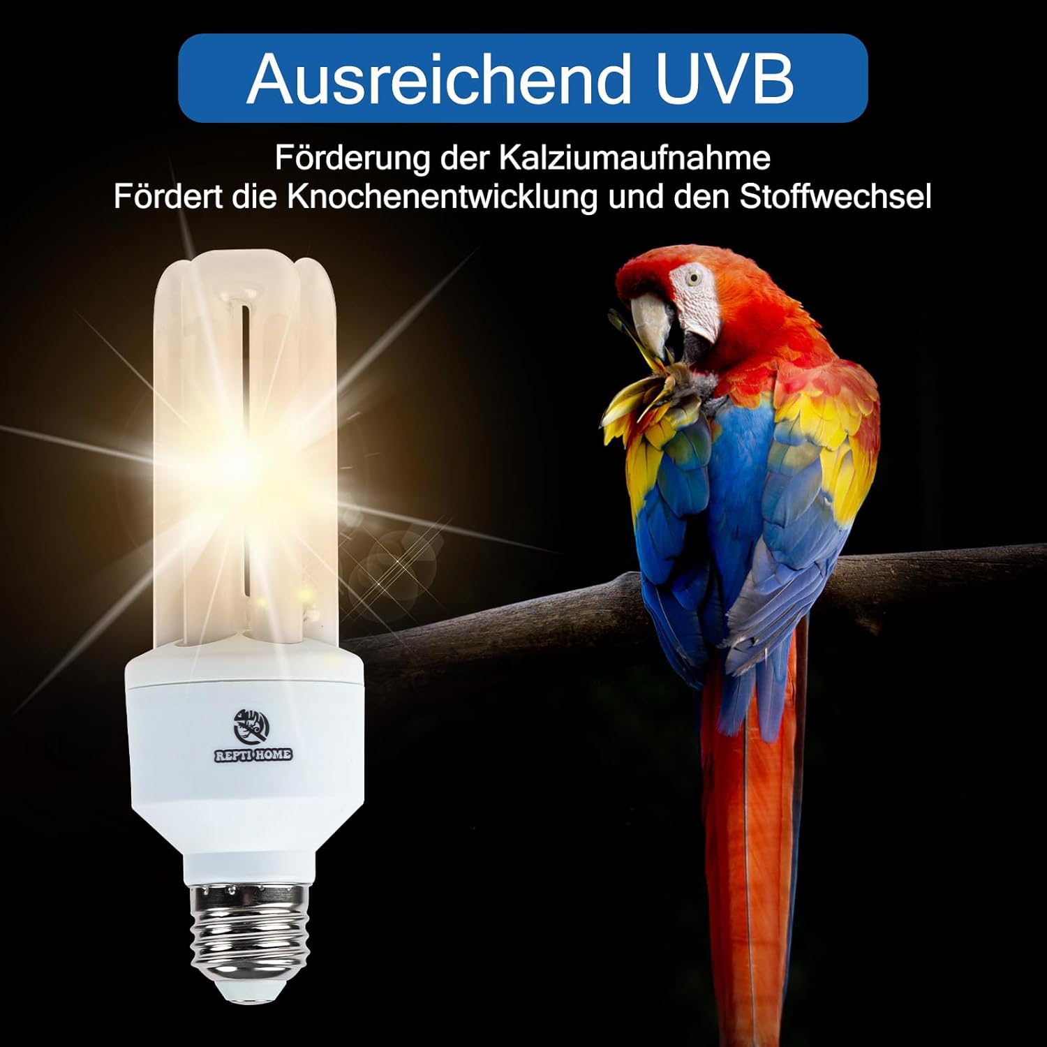 20 W Bird Lamp 2.4% UVB, E27 Compact UVA UVB Lamp for Birds, Parrots, Various Birds image number 1