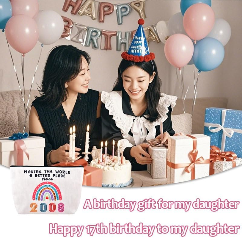 17 Year Old Birthday Gifts for Nieces Daughter Sisters 17Th Bday Gift to Granddaughter 2008 Makeup Bags, 17Th Wedding Anniversary Presents - Blue image number 5