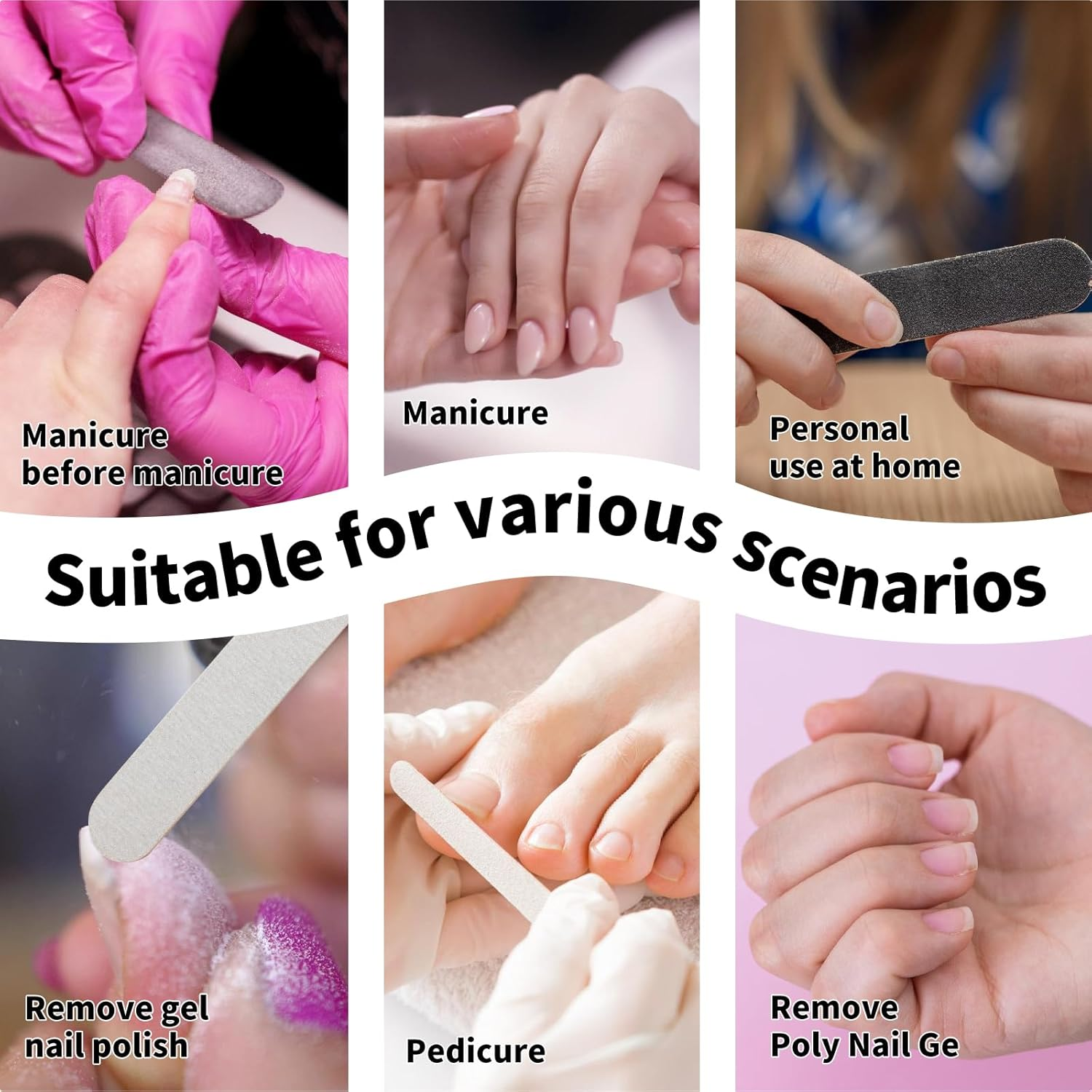 100/180 Grit Nail Files - 50 Pcs Grit Nail Files 100/180 for Acrylic Nails Files Bulk Double Sided Emery Board Reusable Files for Natural Nails image number 4