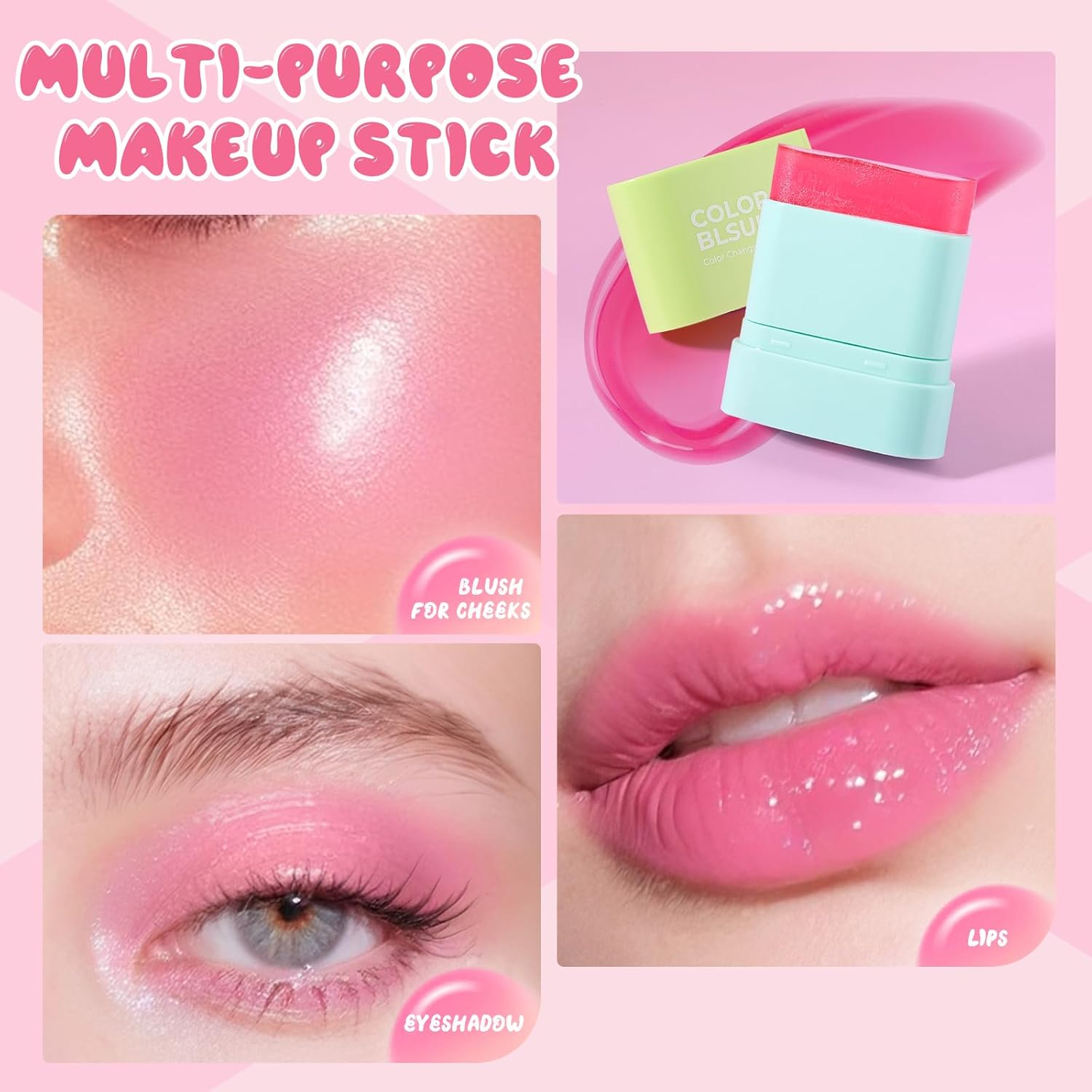 DAGEDA Color Changing Blush Stick, Jelly Blush for Cheeks Makeup, Translucent Temperature Changing Lip & Cheek Tint, Long-Lasting, Blend-Able Color Blusher, Moisturizing Multi-Used Stick image number 4