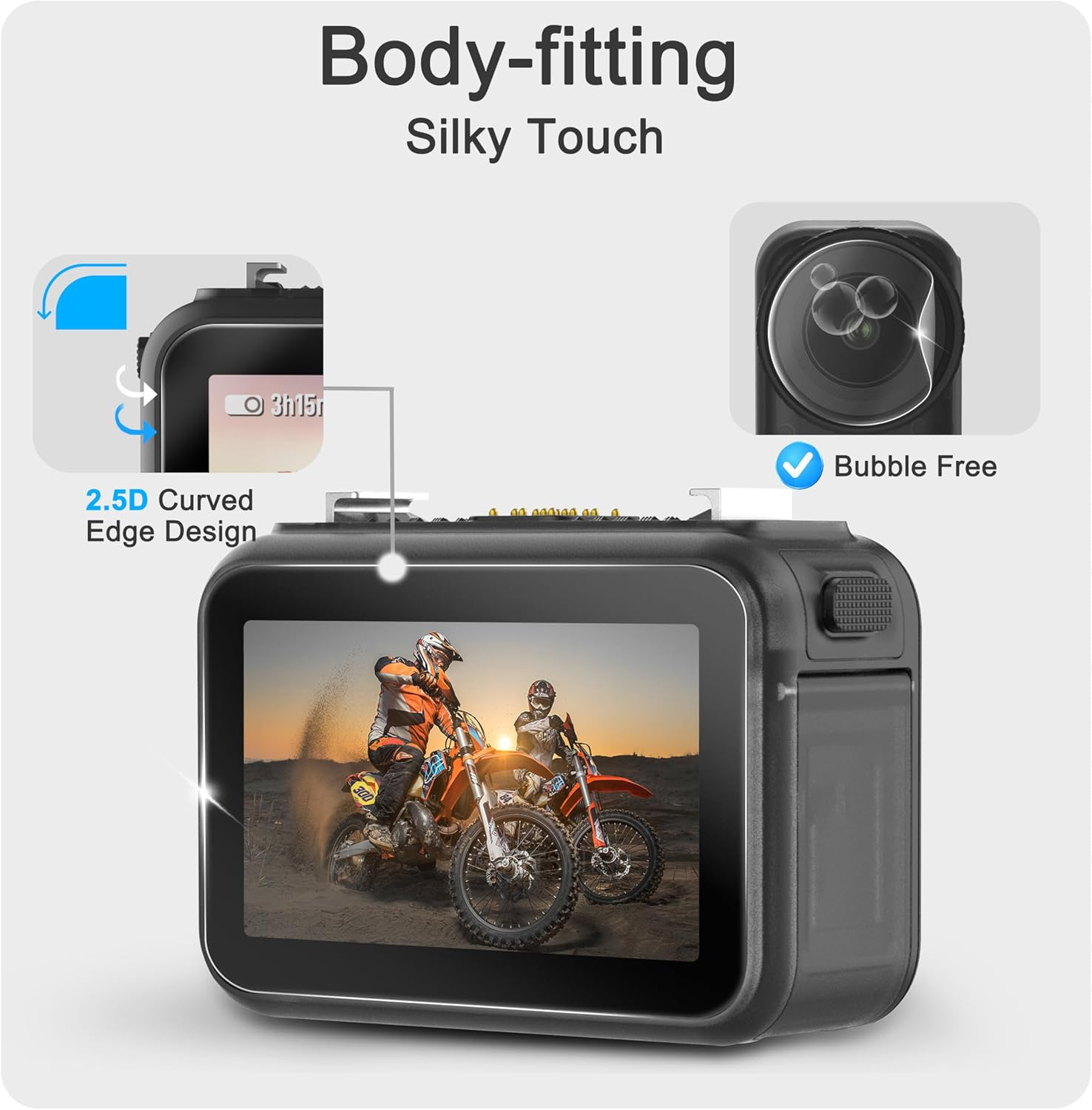 Fitstill 3Pack Screen Protector Appliable for DJI Osmo Nano,Ultra HD 9H Hardness Tempered Glass+Lens PET Protector+Rubber Lens Cover,Scratch Resistant Anti-Fingerprint Bubble Free Camera Accessory image number 6