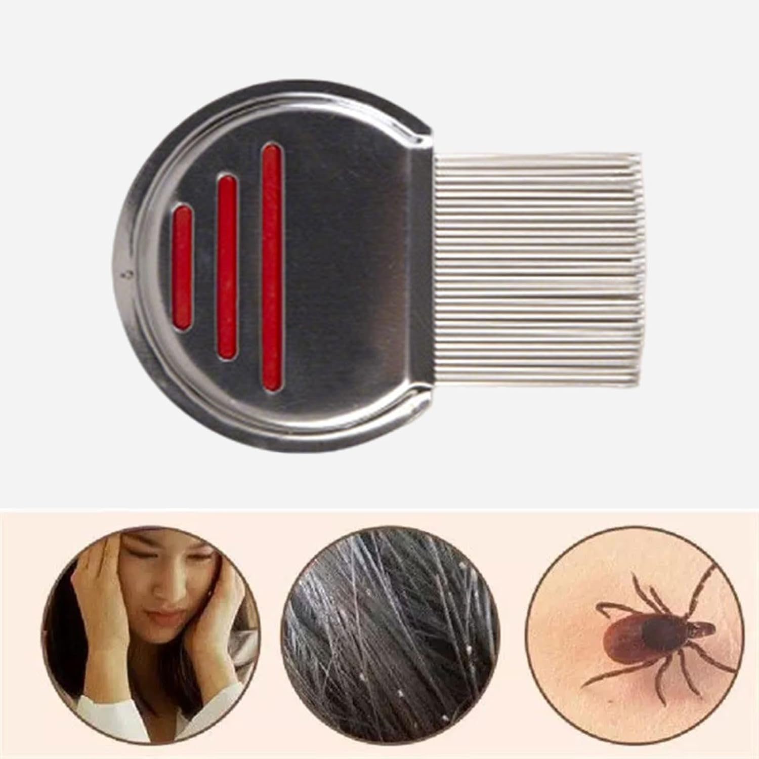 RIBHNXHI Lice Comb, Professional Stainless Steel Louse Nit Comb for Head Treatment 2Pcs image number 1