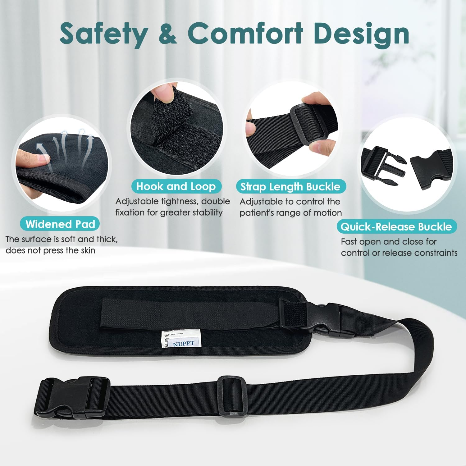 Medical Restraints Control Limb Holders Beds Bed Restraint Hospital Bed Wrist Bandages Restraint for Hand, Feet，Ankleor Arm Patient Universal Constraints Control (1 Pair - Black)