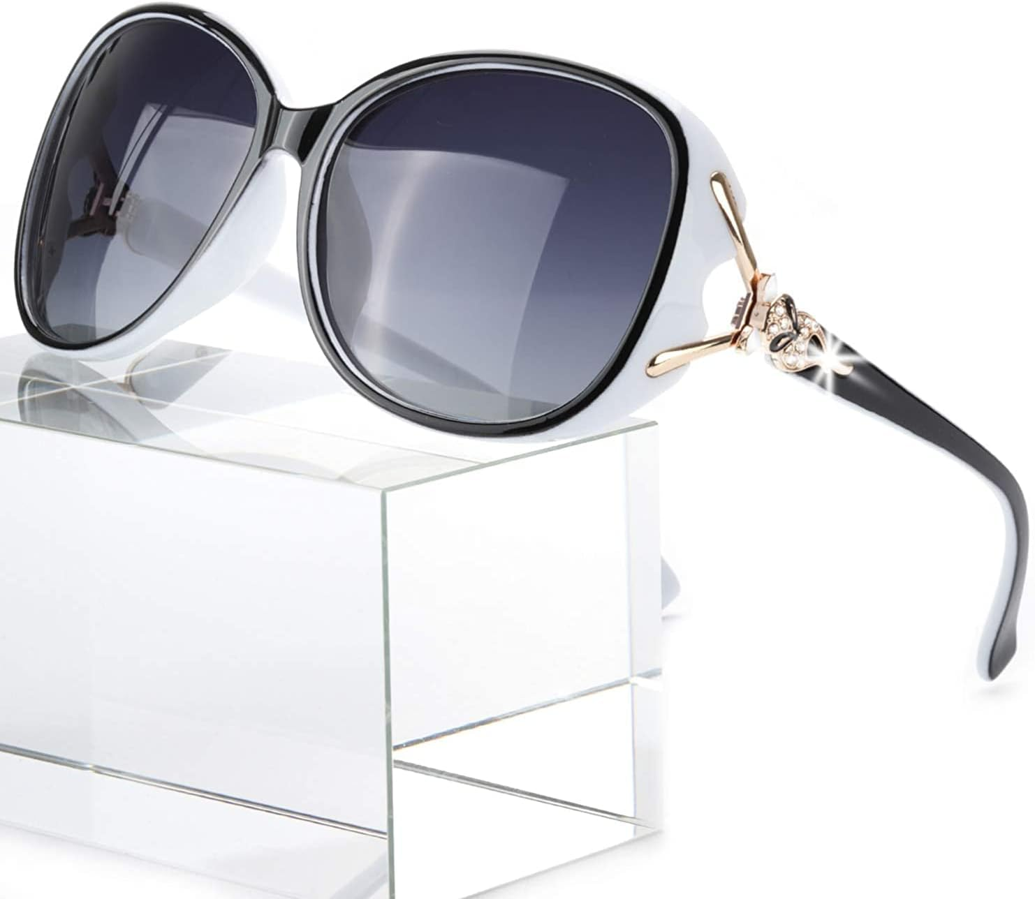 FIMILU Classic Oversized Sunglasses for Women, HD Polarized Lenses 100% UV400 Protection Fashion Retro Eyewear - A0 Floral Frame/Polarized Gradient Grey Lens image number 2