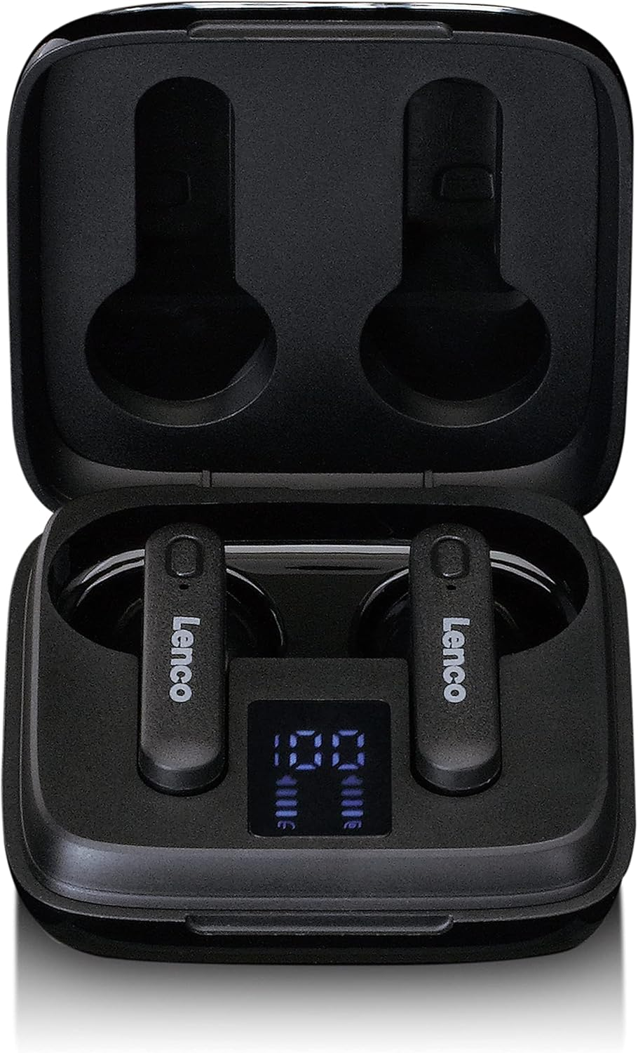 Lenco EPB-430BK True Wireless In-Ear Headphones with Bluetooth, Wireless Ear Buds, Wireless Charging, USB-C Charging, Charging Case with Display, Black image number 2