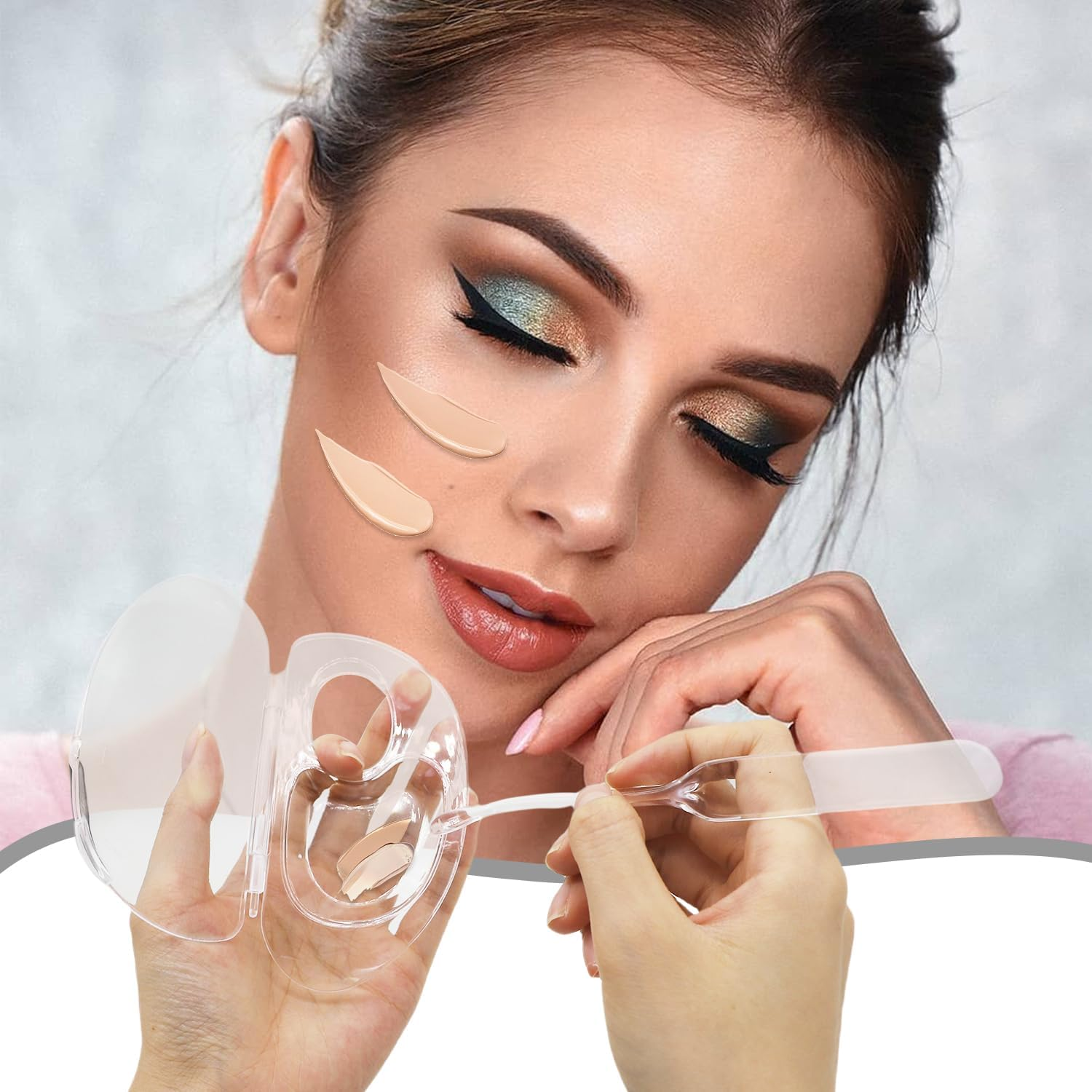 Makeup Palette, Foldable Acrylic Cosmetic Mixing Palette with Color Stick Tool for Mixing Foundation Y8FDYTSP image number 2