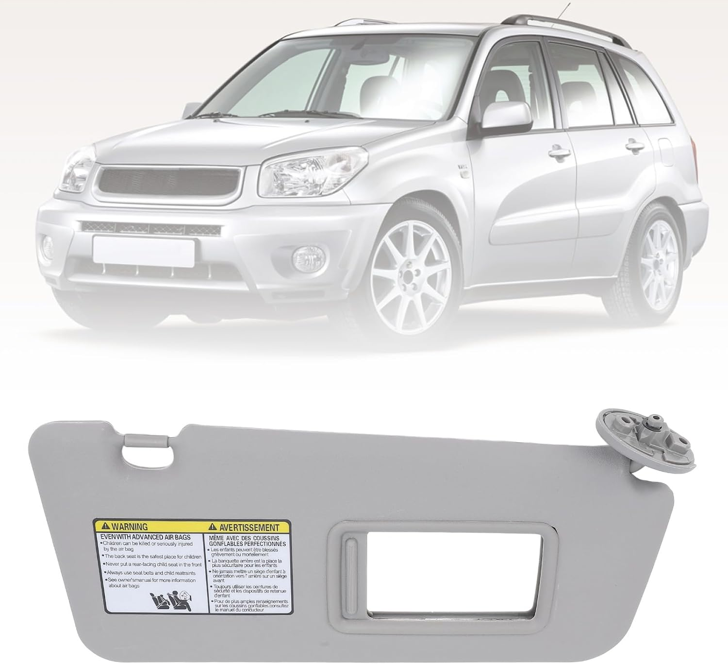 Right Passenger Side Sun Visor for RAV4 2004-2005, Sun Visor with Makeup Mirror, Car Sunvisor Replacement, Car Sun Shade Visor (Gray) image number 3