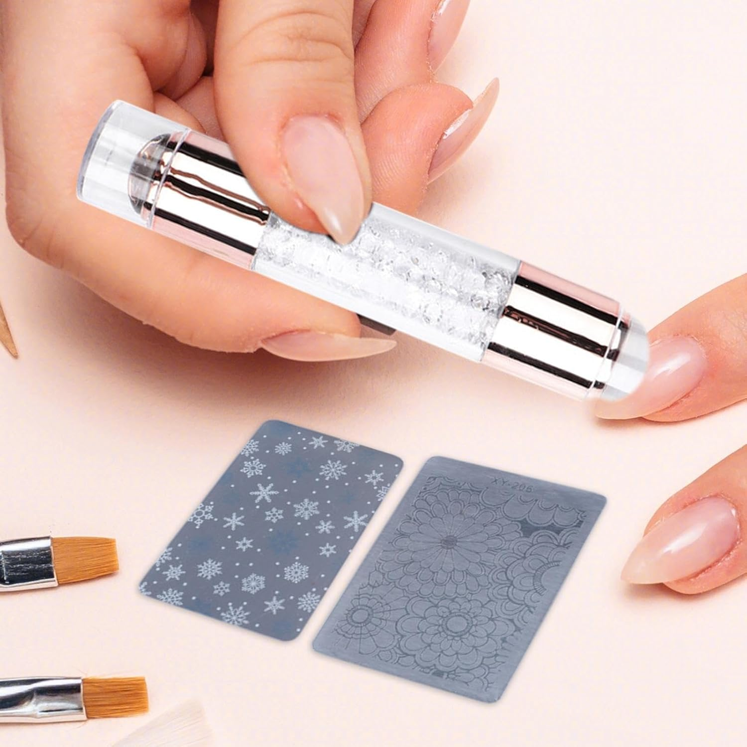 Nail Stamper Tool - Manicure Stamping Pens - Rhinestone Embellished Double Ended Stamping Pens for Women Nail Salon Manicure image number 5