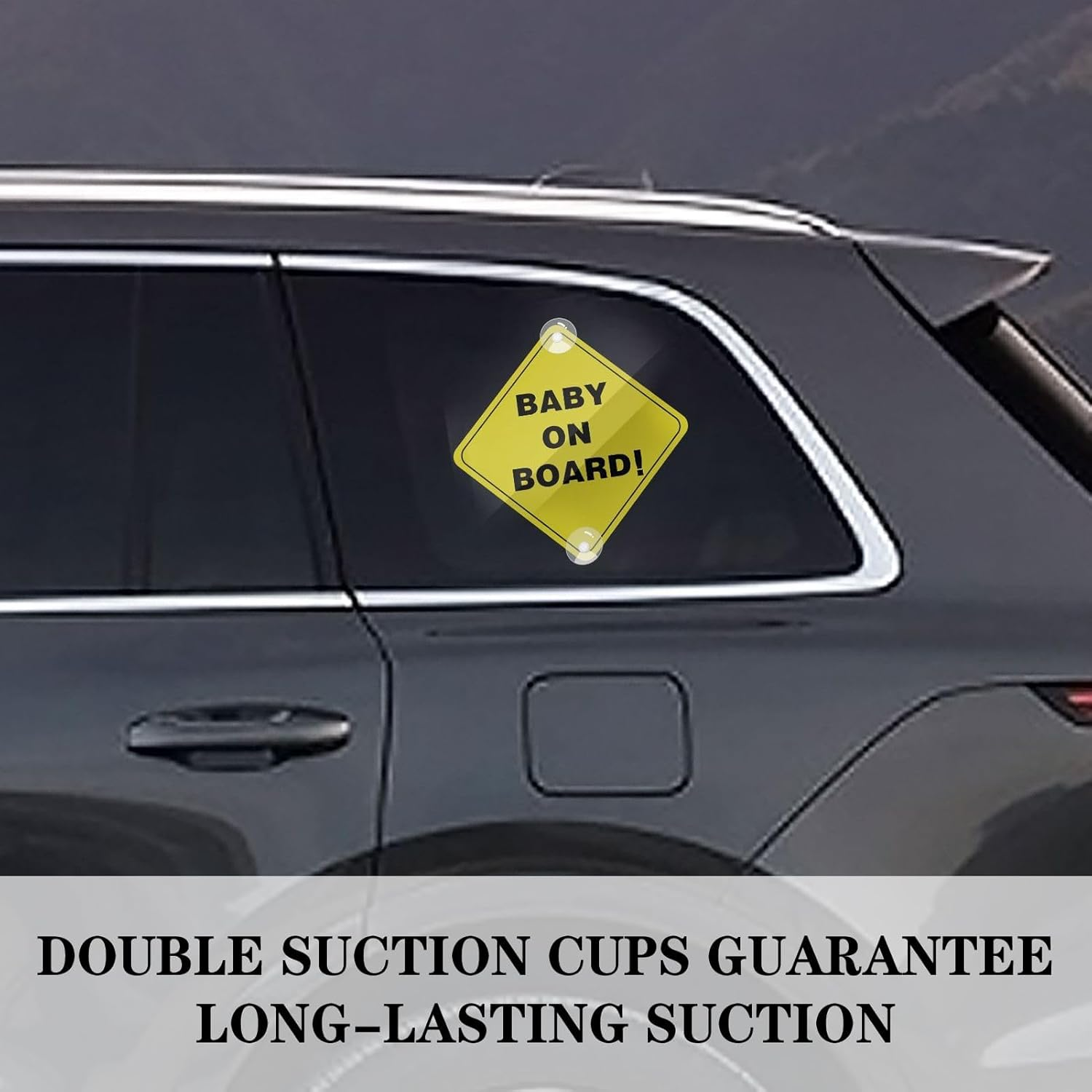 4 Pack for Enhanced Safety Awareness in Vehicles, Bright Yellow Baby on Board Signs with Strong Suction Cups, High Visibility Signs for Parents with Infants or Kids image number 4